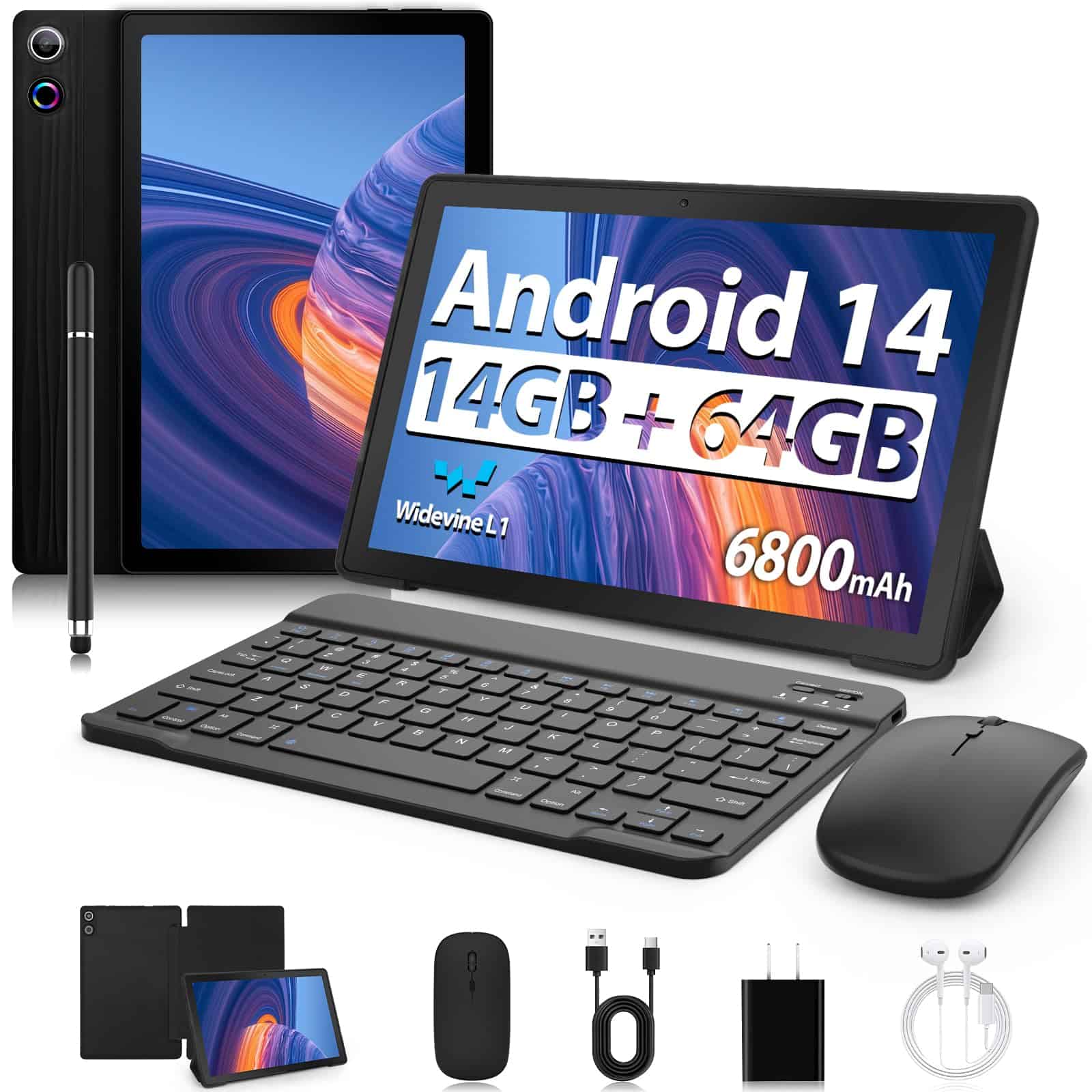 Tableta, 11 Pulgadas Android 14 Tabletas, 14GB RAM + 64GB