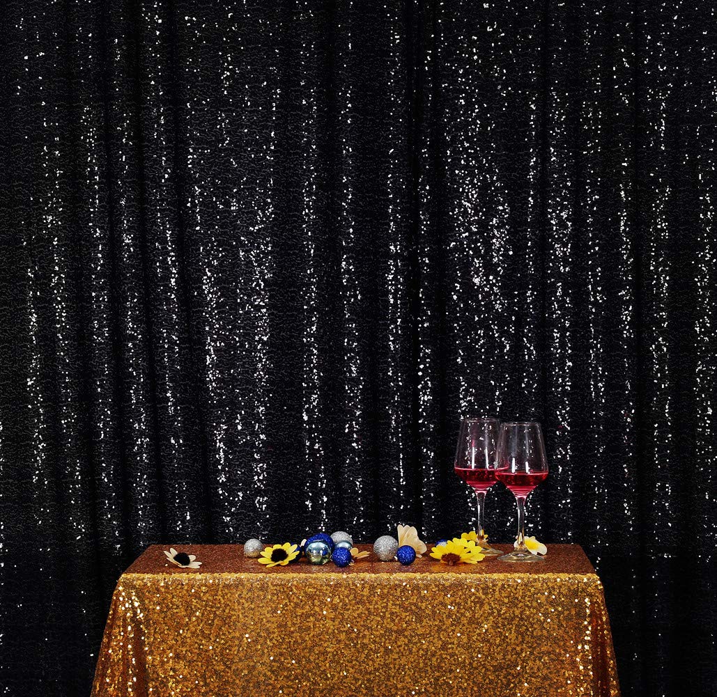 Fondo de Lentejuelas SquarePie 20FT x 10FT Negro Cortina - Imagen 3