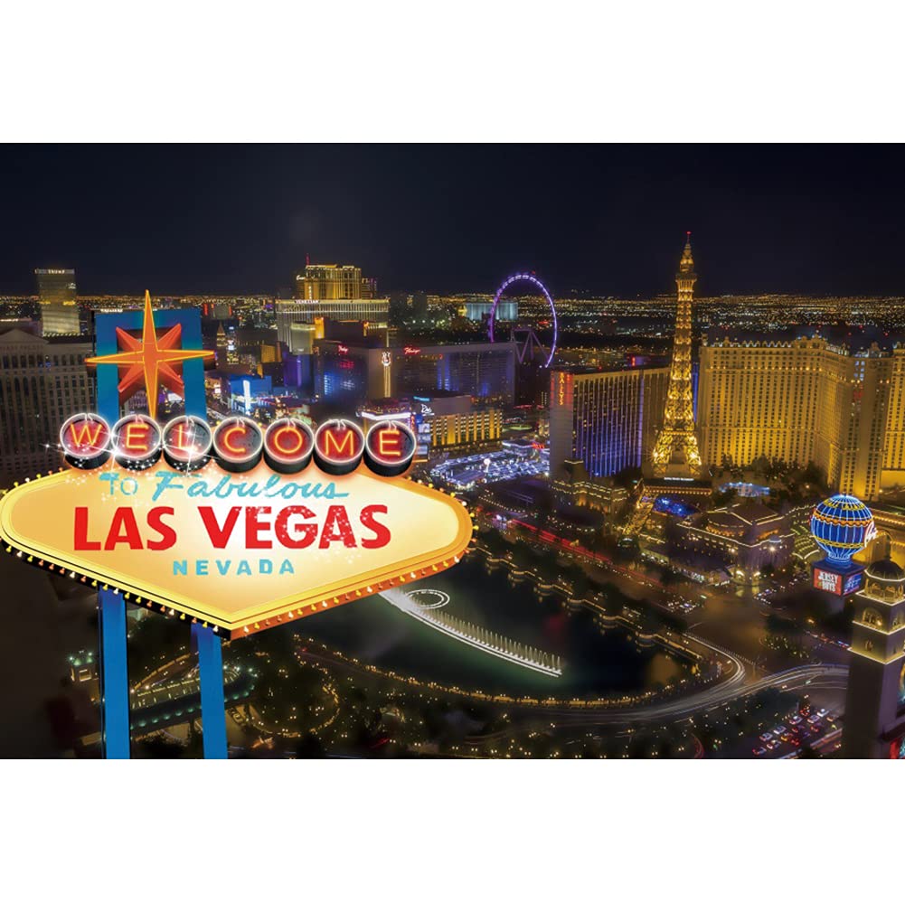 Fondo de Vinilo Leyiyi Welcome Las Vegas Night 8x6.5ft para