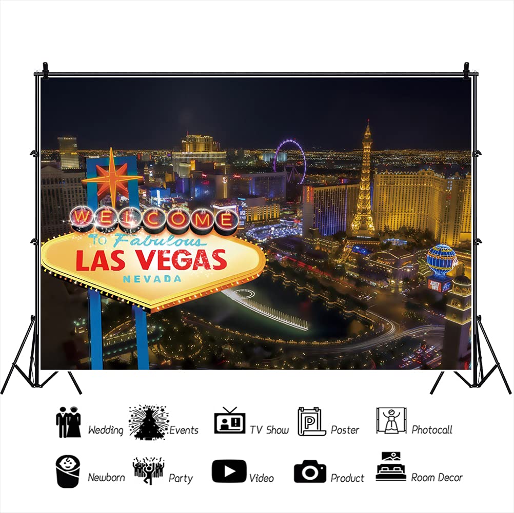 Fondo de Vinilo Leyiyi Welcome Las Vegas Night 8x6.5ft para - Imagen 3