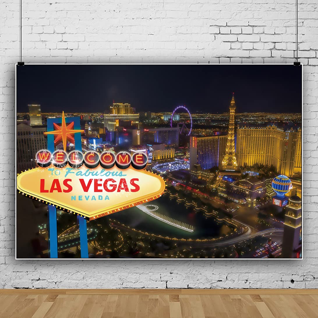 Fondo de Vinilo Leyiyi Welcome Las Vegas Night 8x6.5ft para - Imagen 4