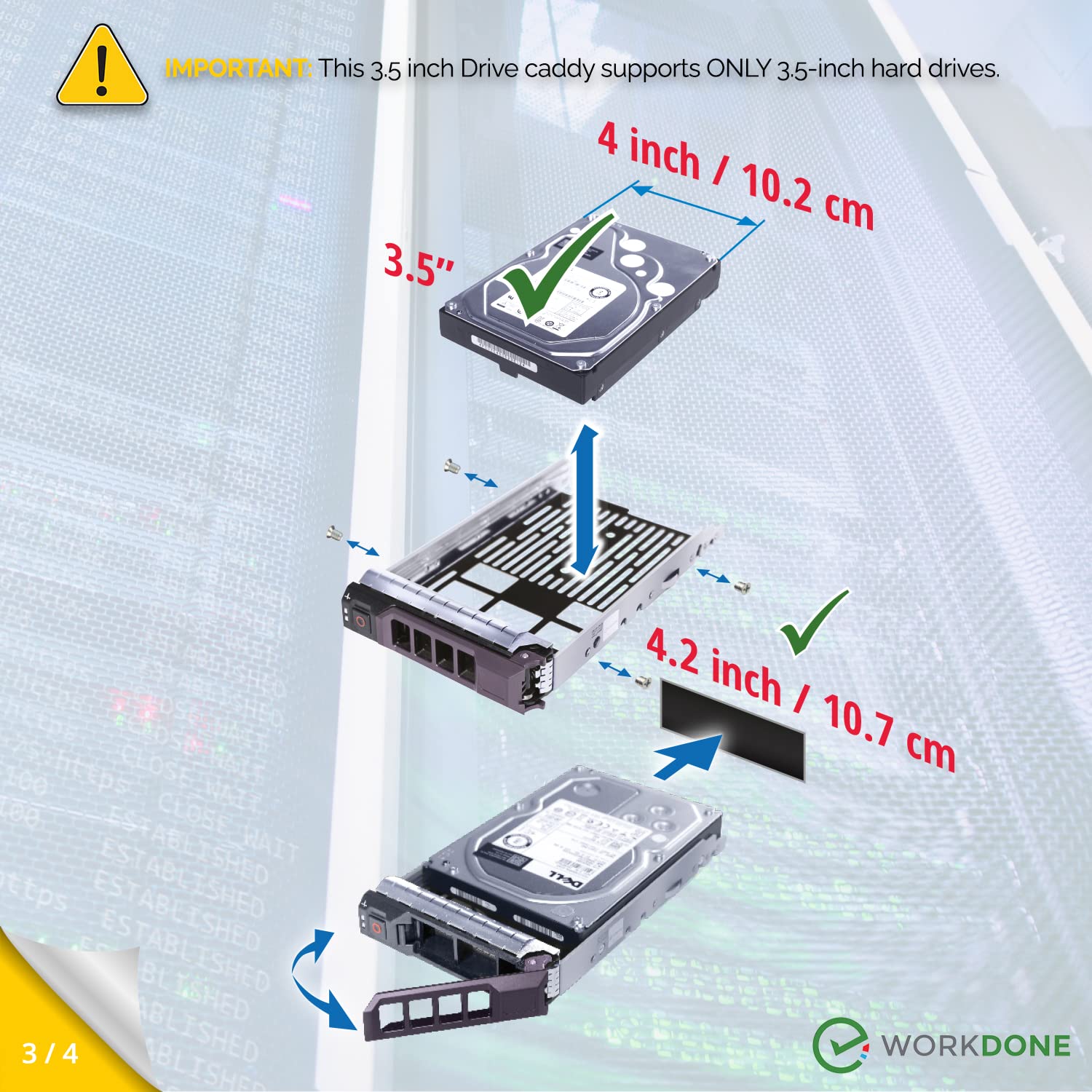 WORKDONE 12-Pack - 3.5" Hard Drive Caddy - Compatible for - Image 5