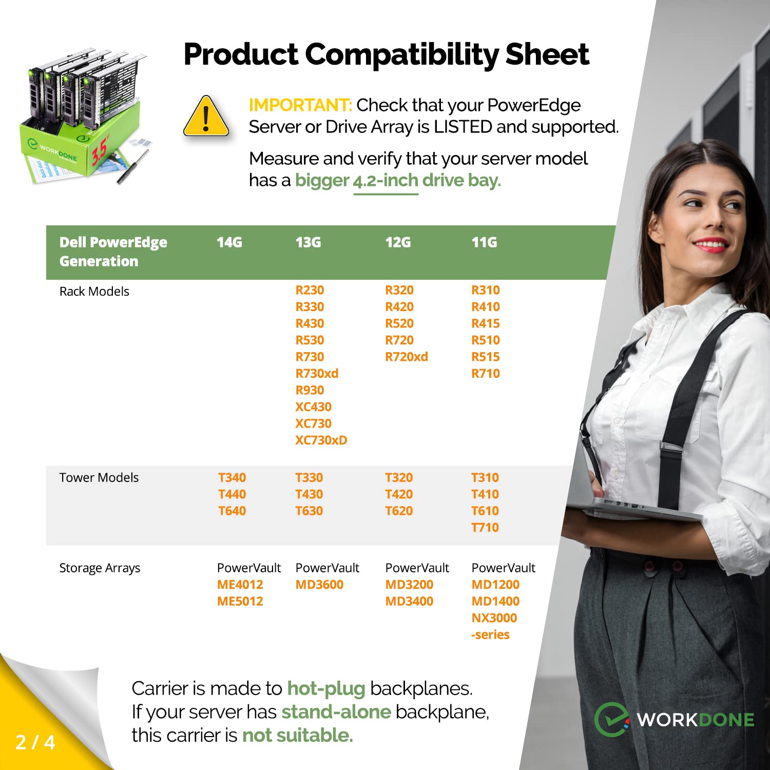 WORKDONE 4-Pack - 3.5 inch Hard Drive Caddy - Compatible - Image 4