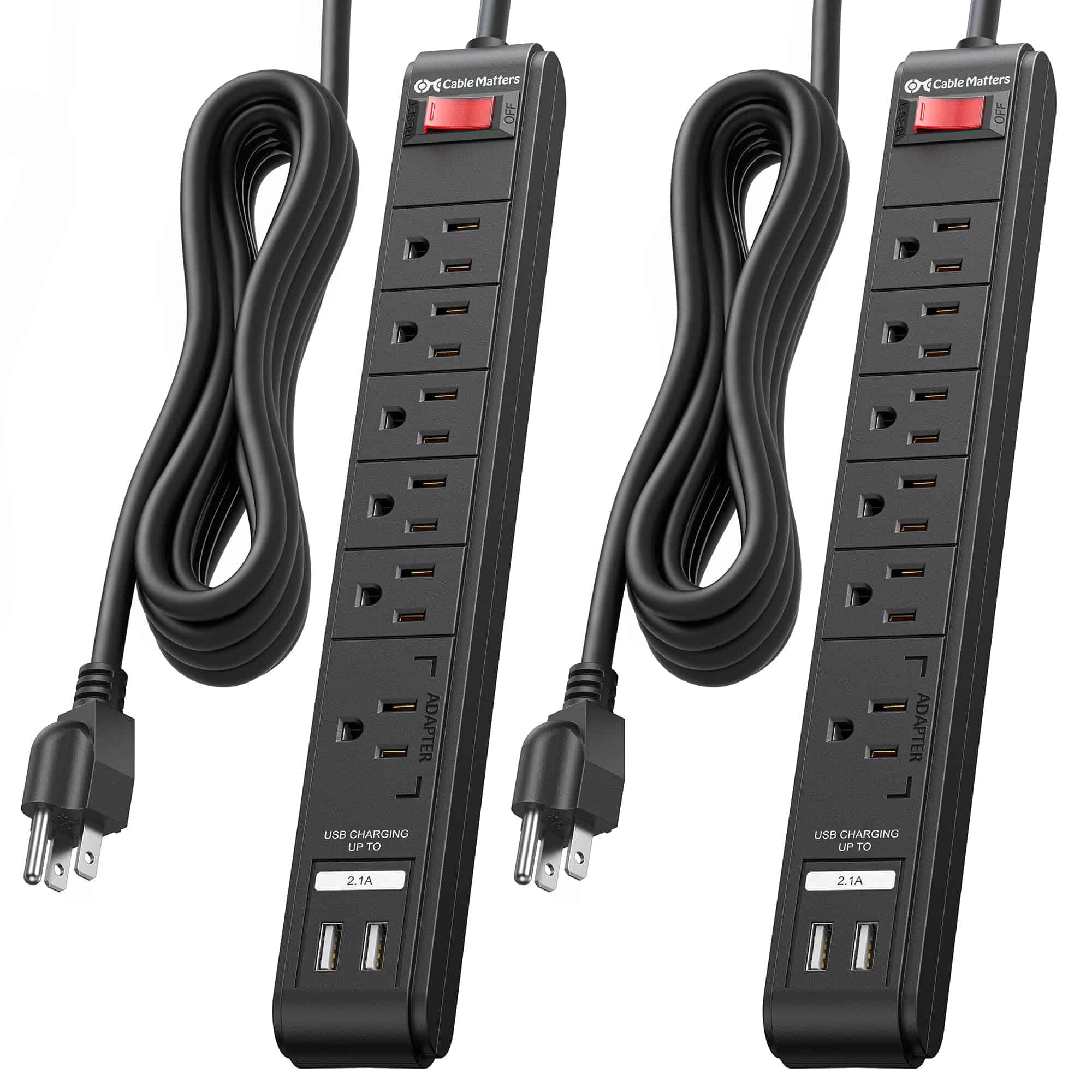 [ETL Listed] Cable Matters 2-Pack 6-Outlet Surge Protector