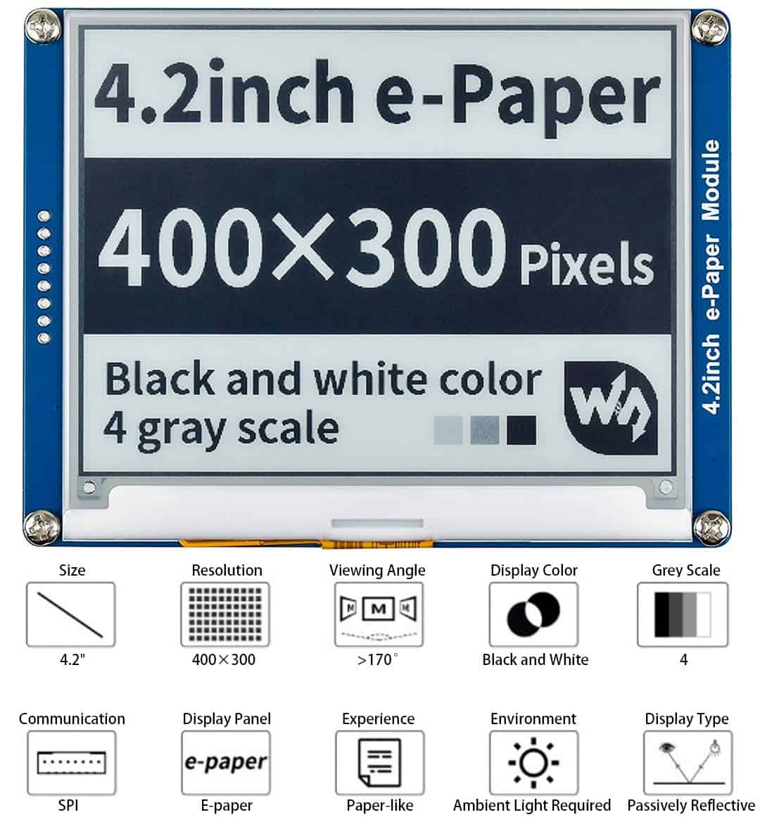 Display E-Ink Waveshare 4.2'' Para Raspberry Pi 400x300 - Image 3