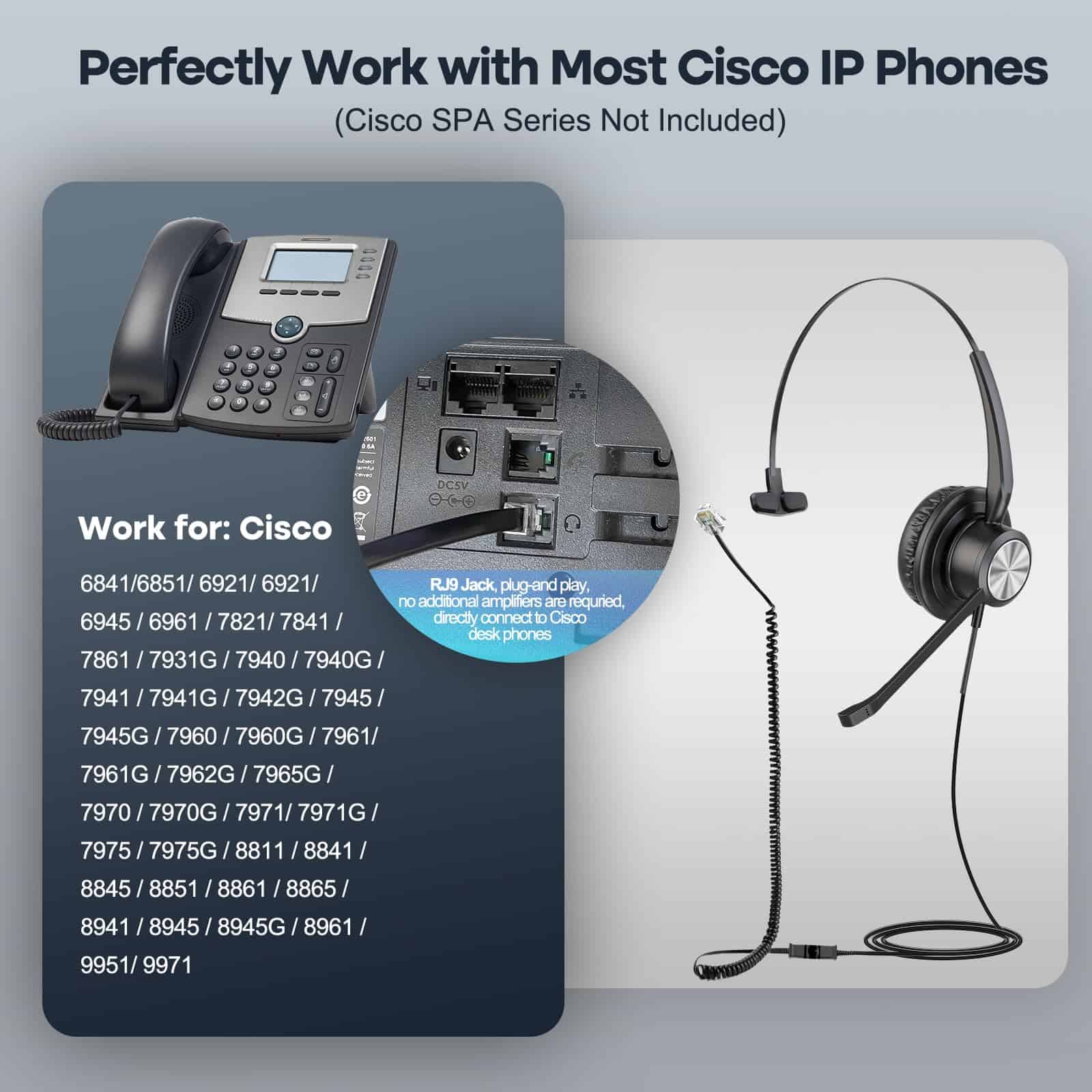 Auricular con cable RJ9 para Teléfono Cisco con Micrófono - Imagen 7