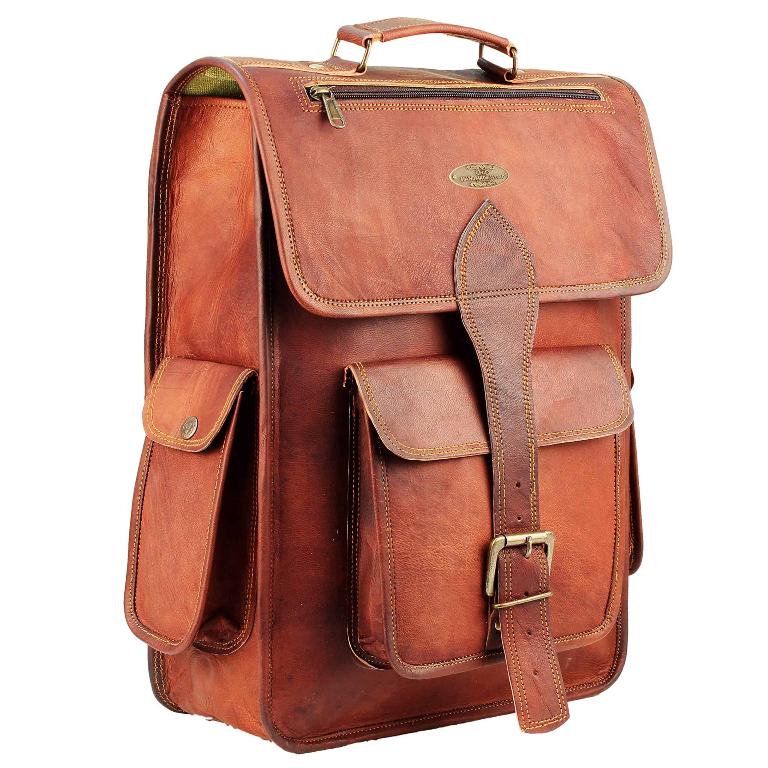 Mochila de Cuero Genuino HULSH de 16 Pulgadas para Mujeres