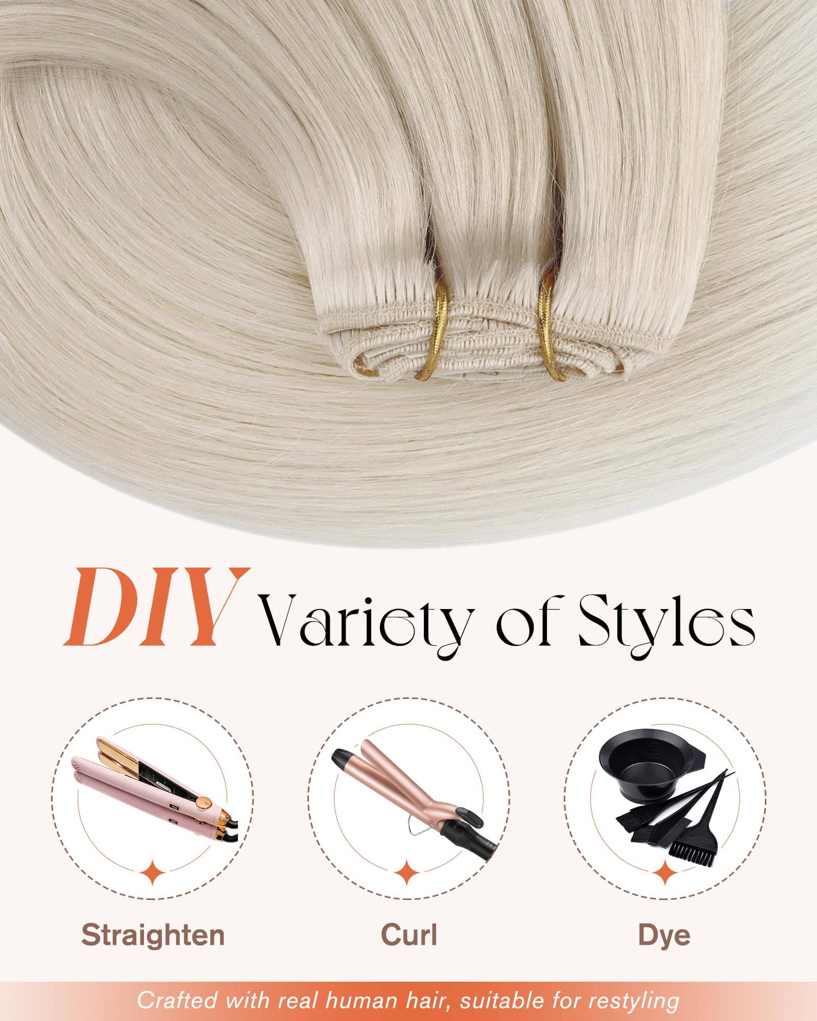 Extensiones de Cabello Clip en de Cabello Humano Recto - Imagen 7