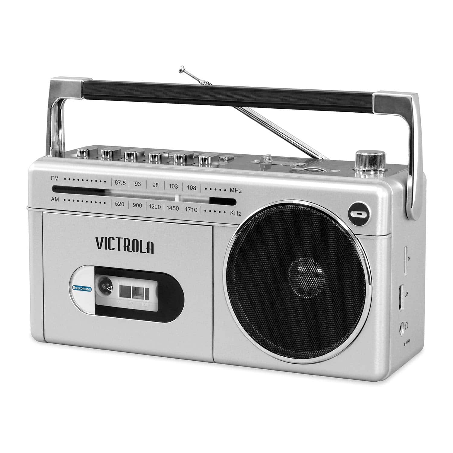 Victrola VBB-25-SLV Mini Bluetooth Boombox con Reproductor
