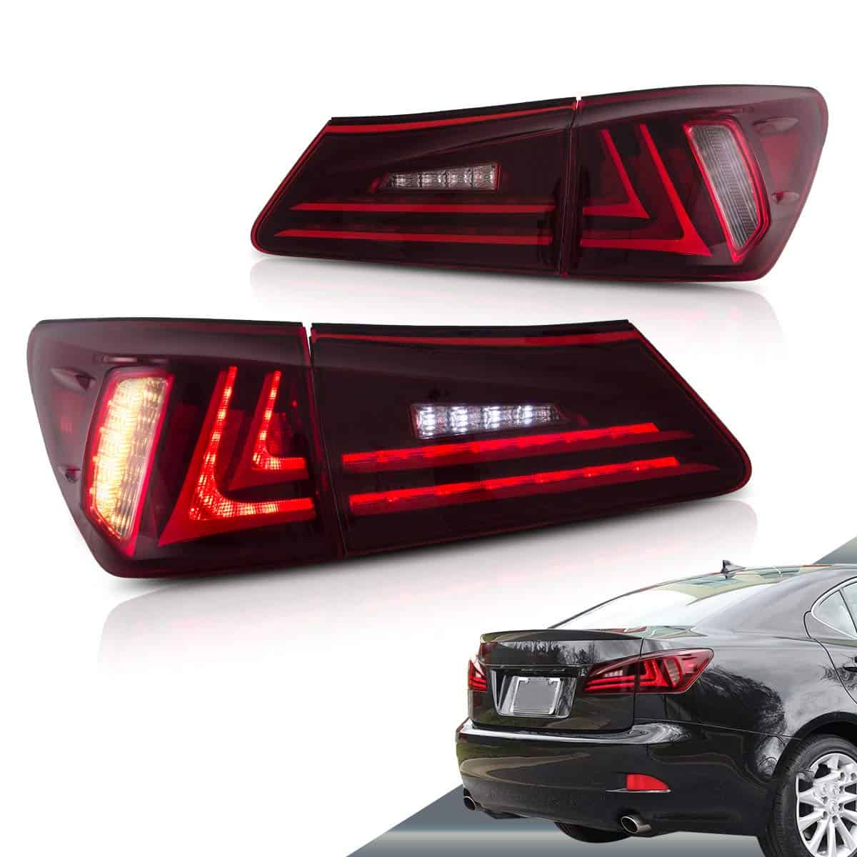 Faros traseros LED VLAND compatibles con Lexus IS250 IS350
