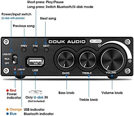 Amplificador Douk Audio M1 Pro Hi-Fi 320W Bluetooth -Negro - Imagen 8