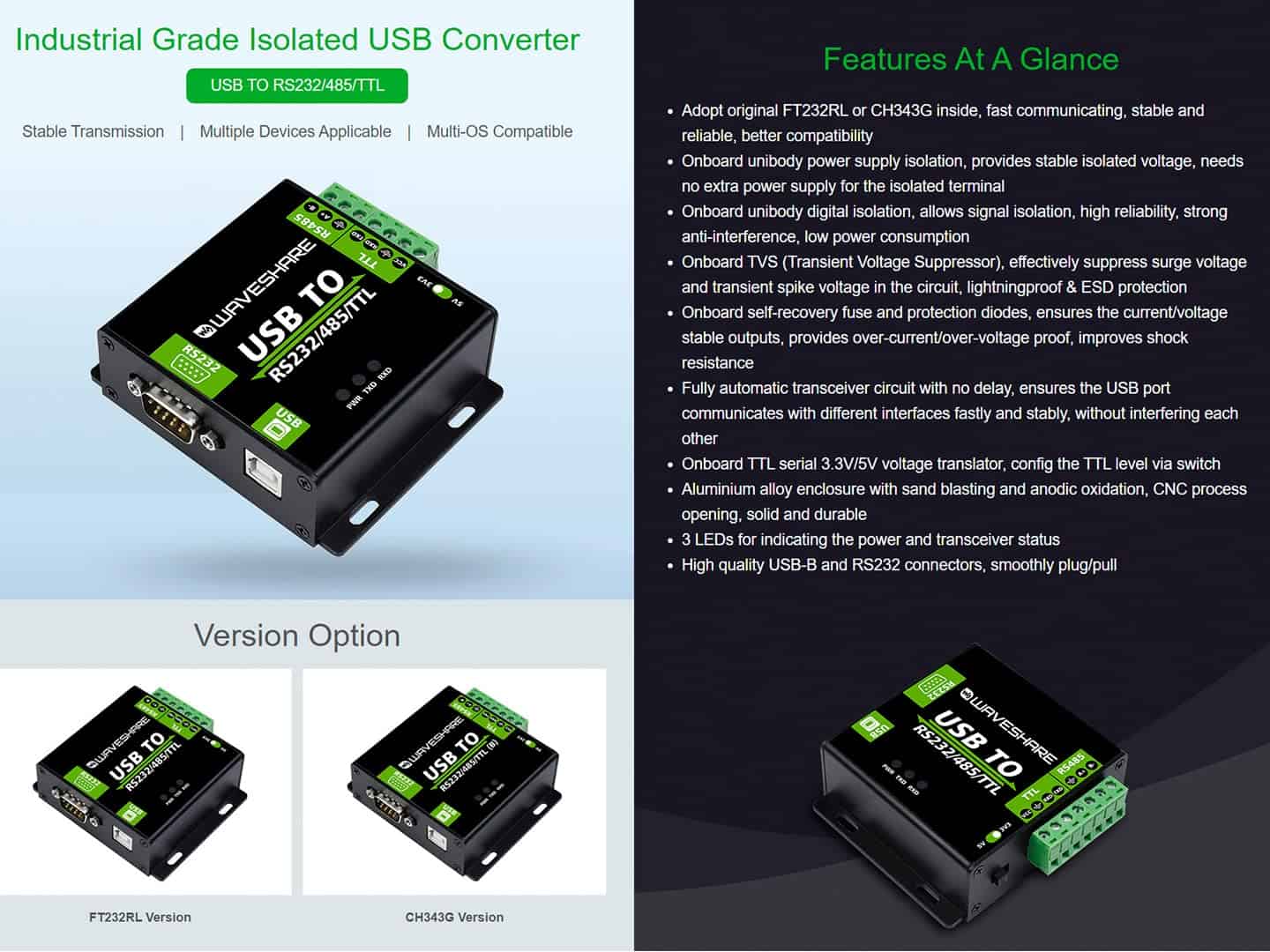Conversor Aislado Industrial Usb A Rs232/485/ttl(uart) Con - Image 4