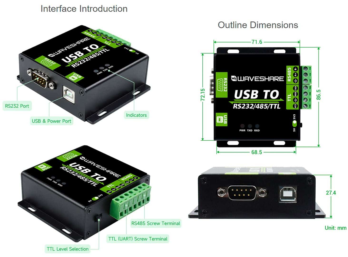Conversor Aislado Industrial Usb A Rs232/485/ttl(uart) Con - Image 8