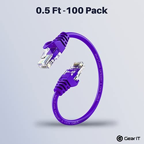 Alternative view of Cable Ethernet GearIT Cat 6 Pack de 100 de 0.5 Pies -Morado