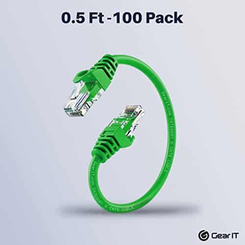 Alternative view of Cable Ethernet GearIT Cat6 0.5 Pies Pack De 100 -Verde