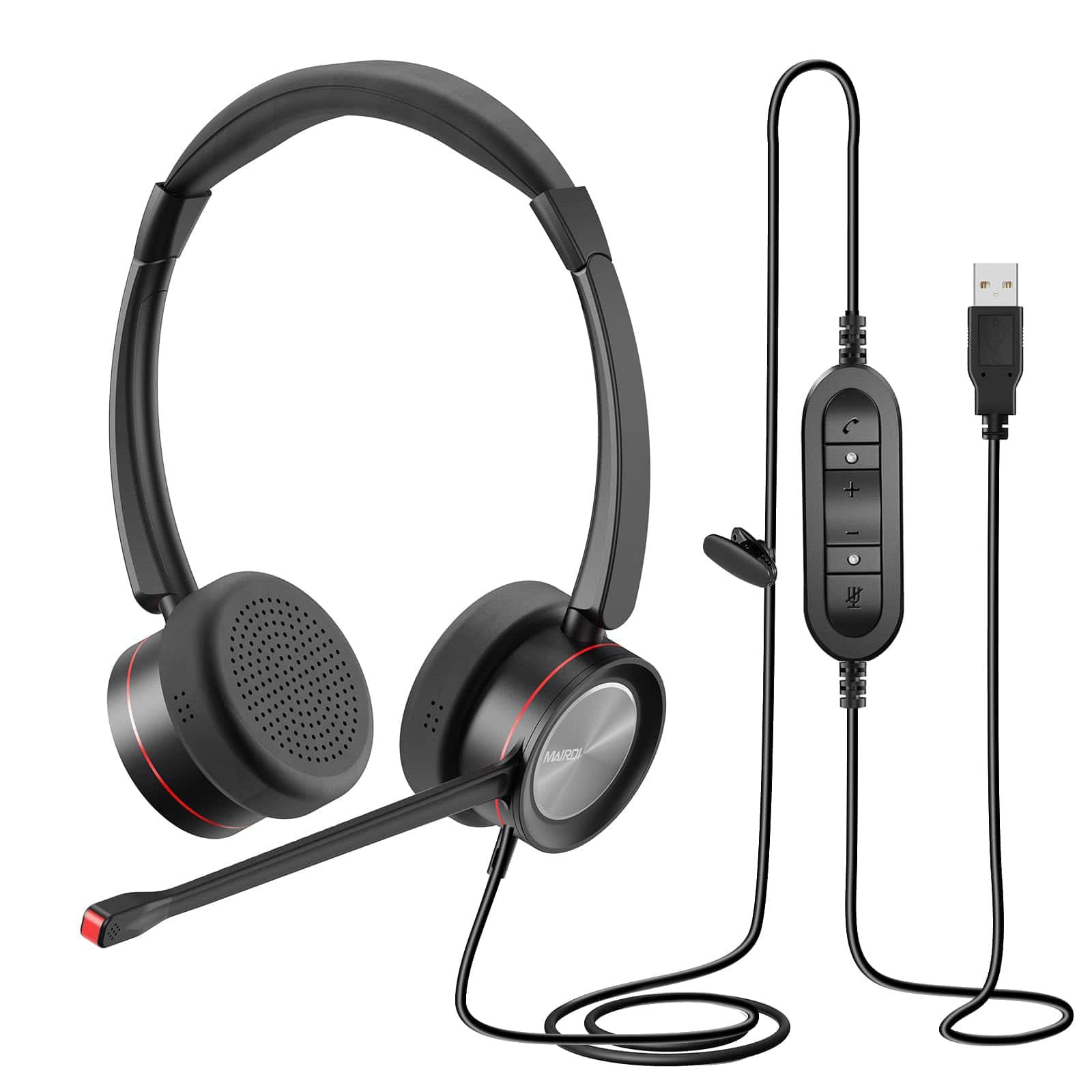 Auriculares USB con micrófono para PC MAIRDI, Auriculares