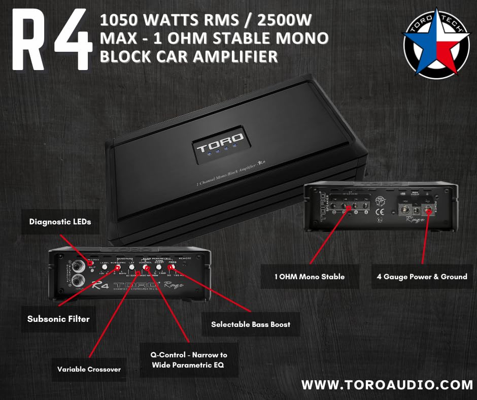 Amplificador para Auto TORO TECH - R4, 2500 Watts MAX - - Image 3