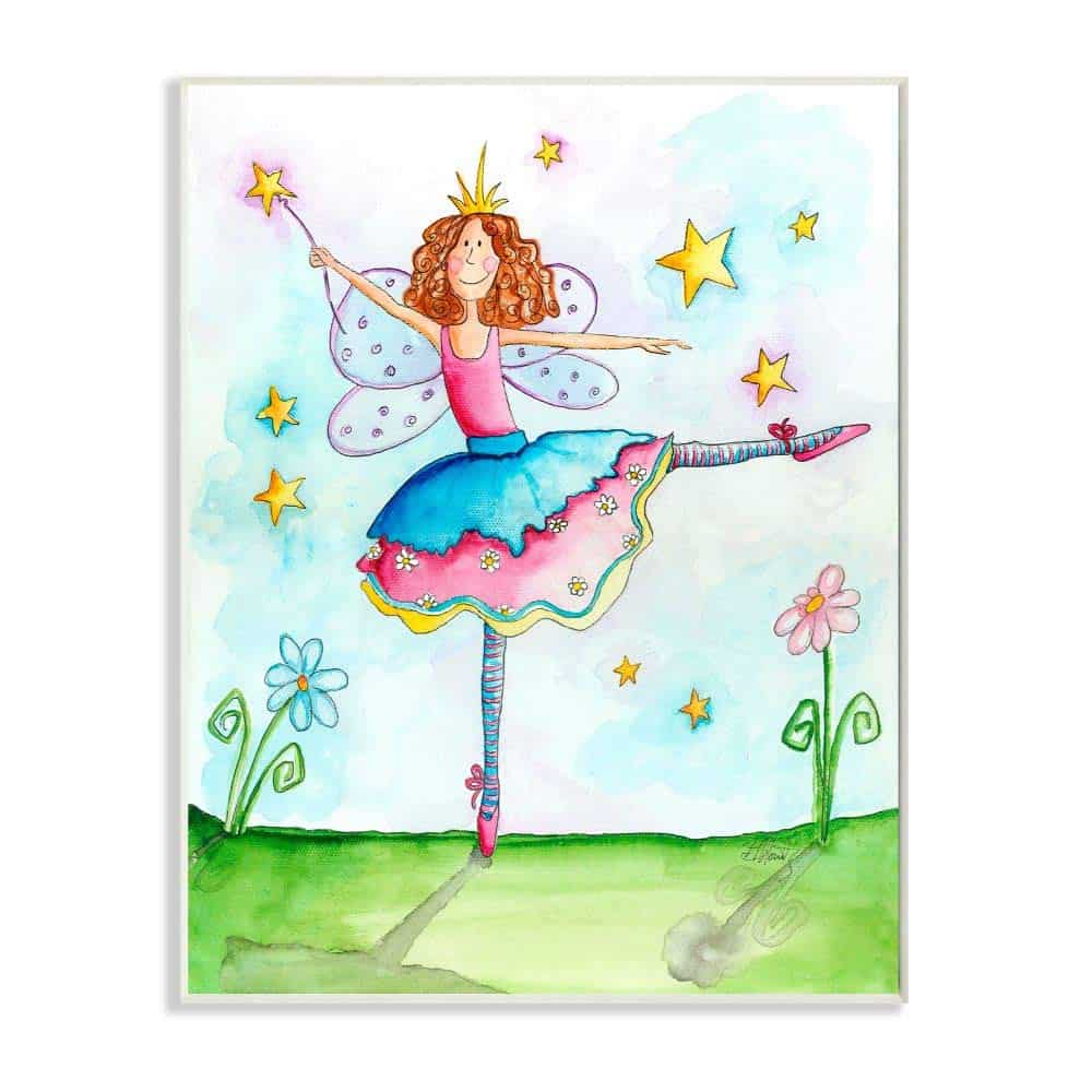 Placa de pared de hada bailarina Twinkle Toes de Stupell