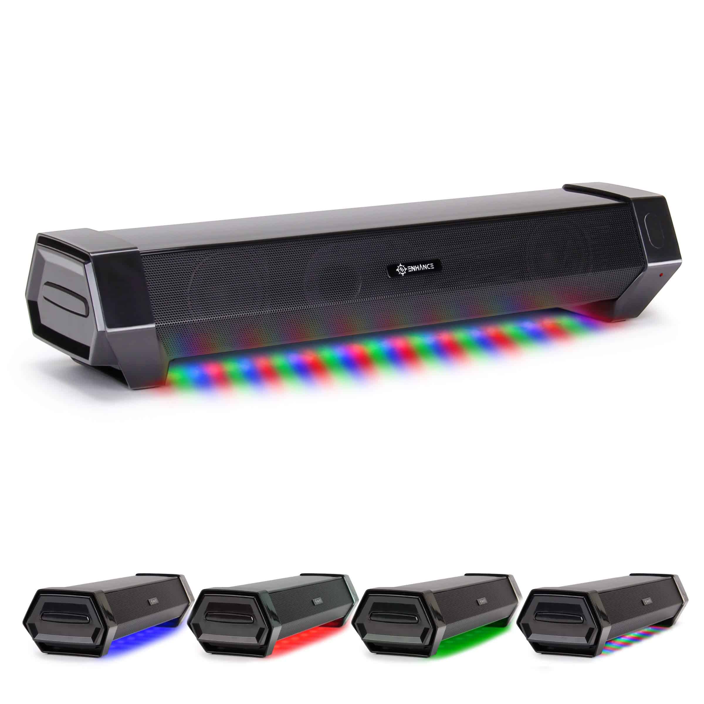 Barra de Sonido para Computadora ENHANCE - Altavoz LED Bajo