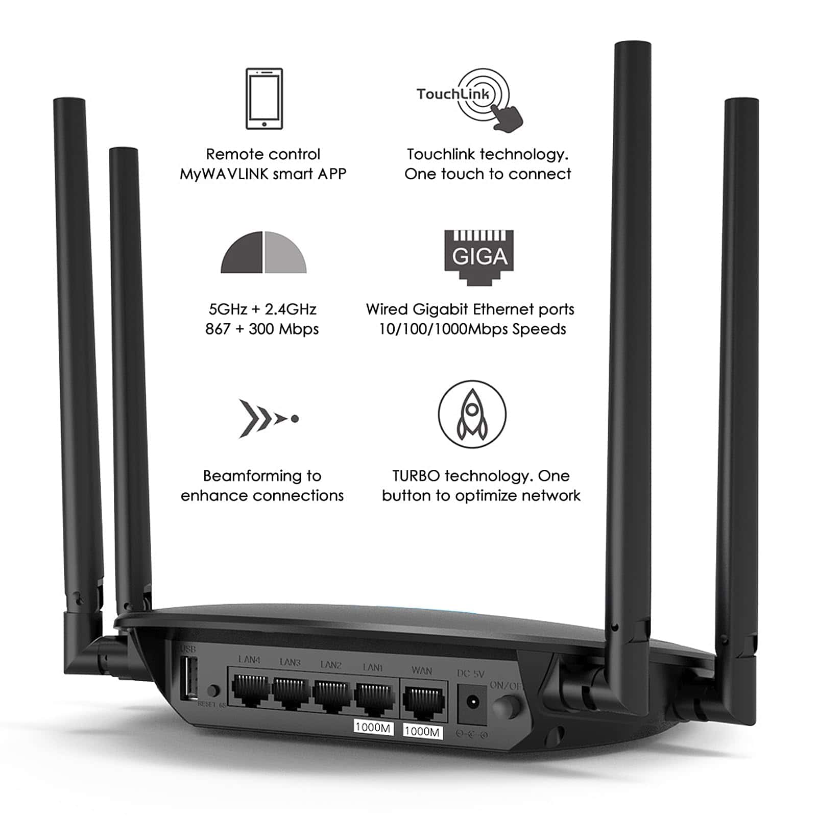 Router WiFi AC1200, WAVLINK Smart Dual Band 5Ghz+2.4Ghz, 4 - Image 7