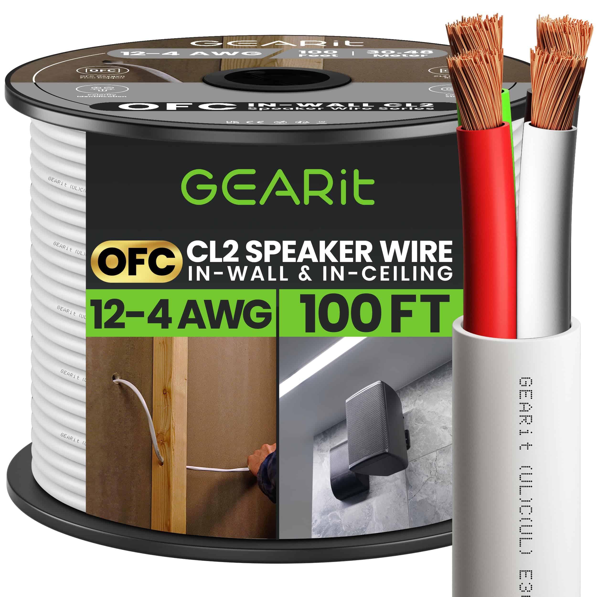 Cable de Altavoz GEARit 12/4 (100 pies) Calibre 12AWG -