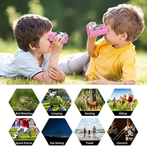 Prismáticos Para Niños De 3 A 12 Años – Mini Binoculares Con Correíta, Lentes De Goma, Visión Clara, Ideales Para Aventuras Al Aire Libre Y Observación De Aves