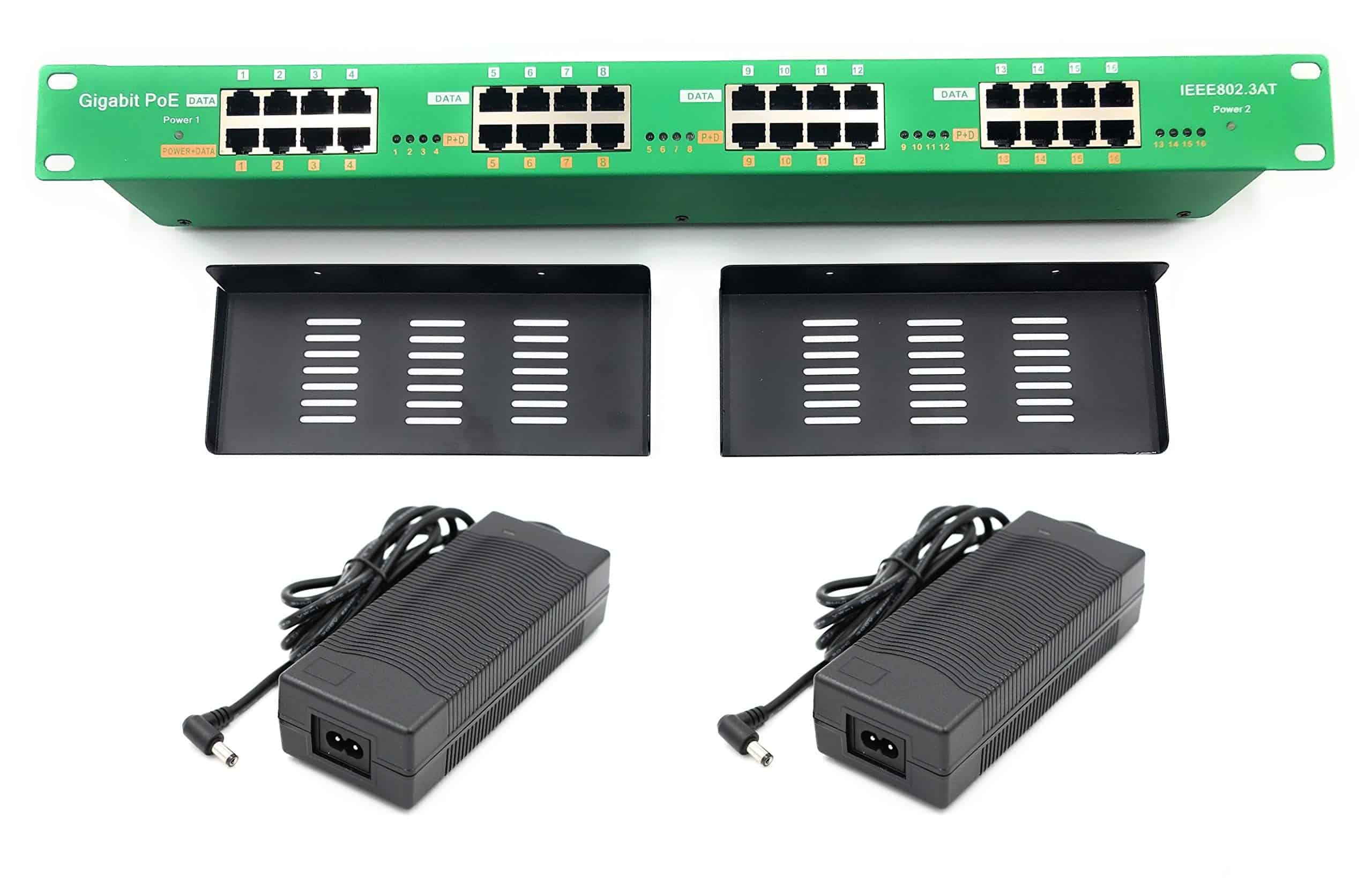 Inyector PoE Texas de 16 Puertos Gigabit con Dos Fuentes de