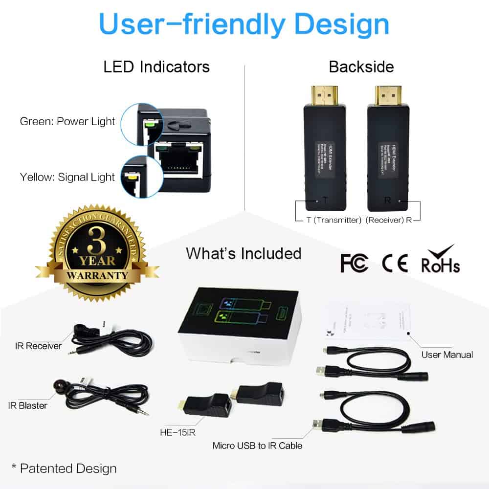 DDMALL HDMI Extensor de hasta 196 pies/60m, 1080P@60Hz Full - Imagen 7