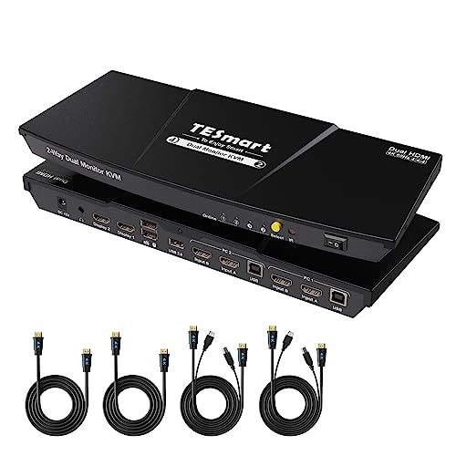 TESmart HDMI KVM Switch 2 Monitores 2 Computadoras 4K@60Hz,