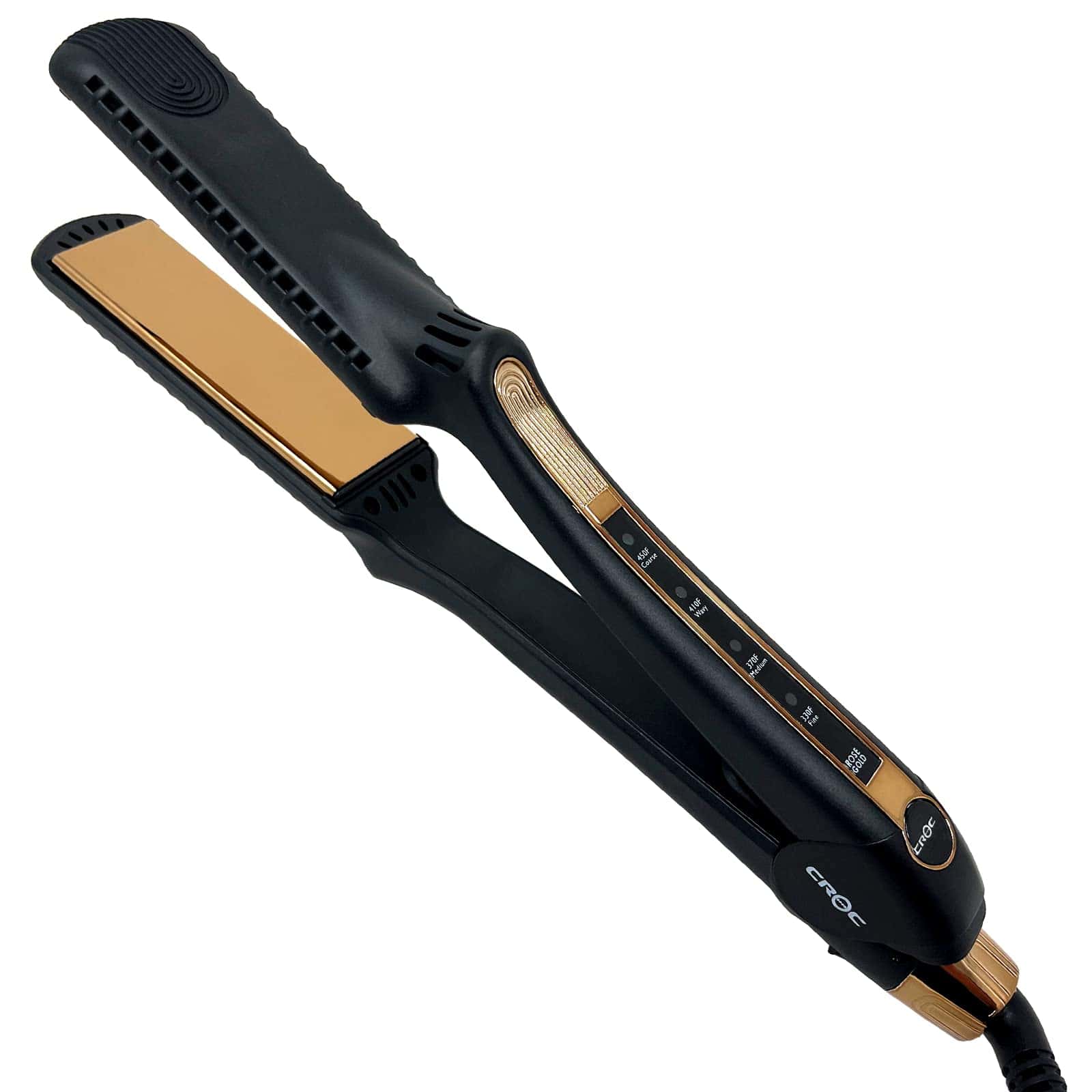Plancha para el cabello CROC en titanio color oro rosa de