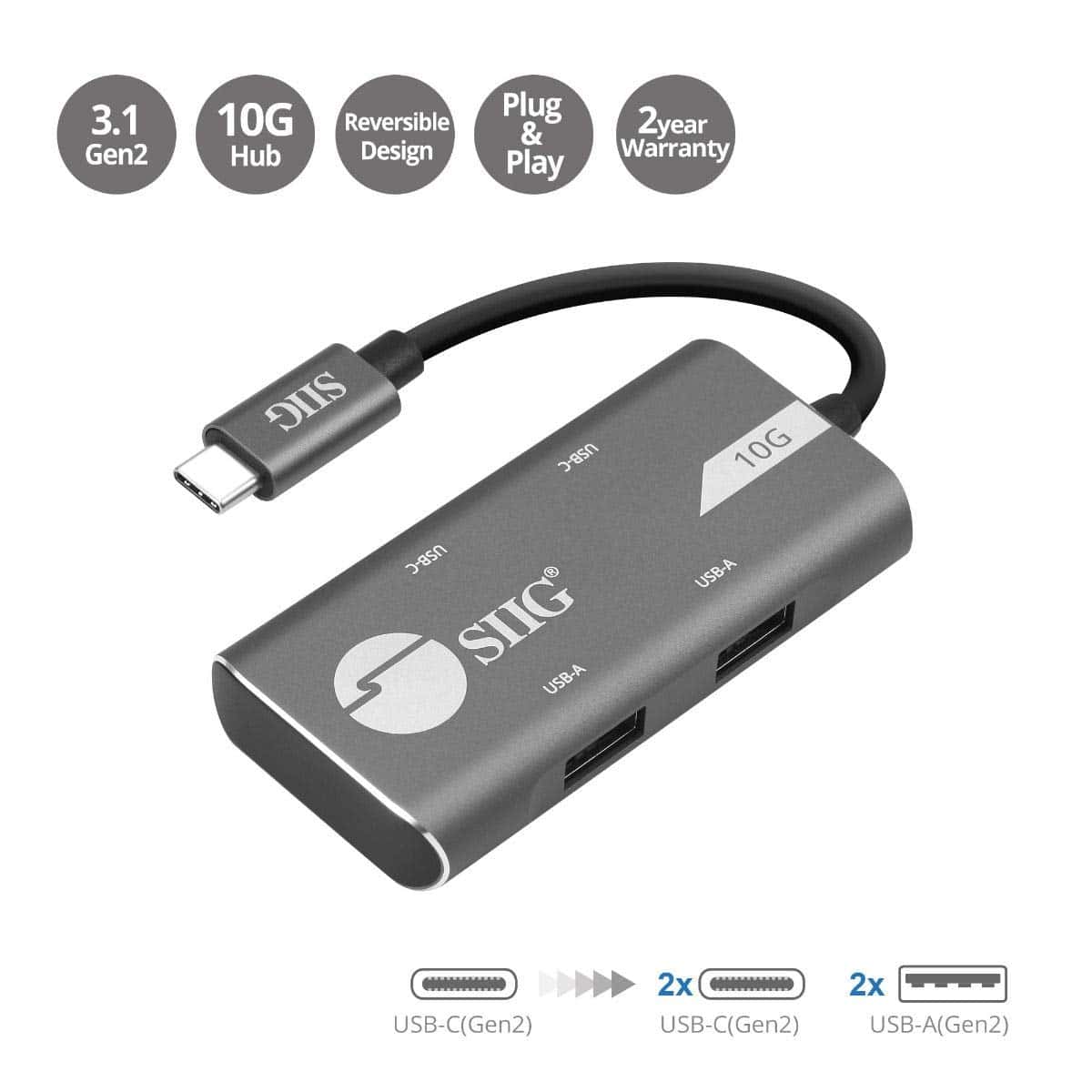 Concentrador USB de 4 Puertos 3.1 Gen 2 10G - 2A2C - Image 3