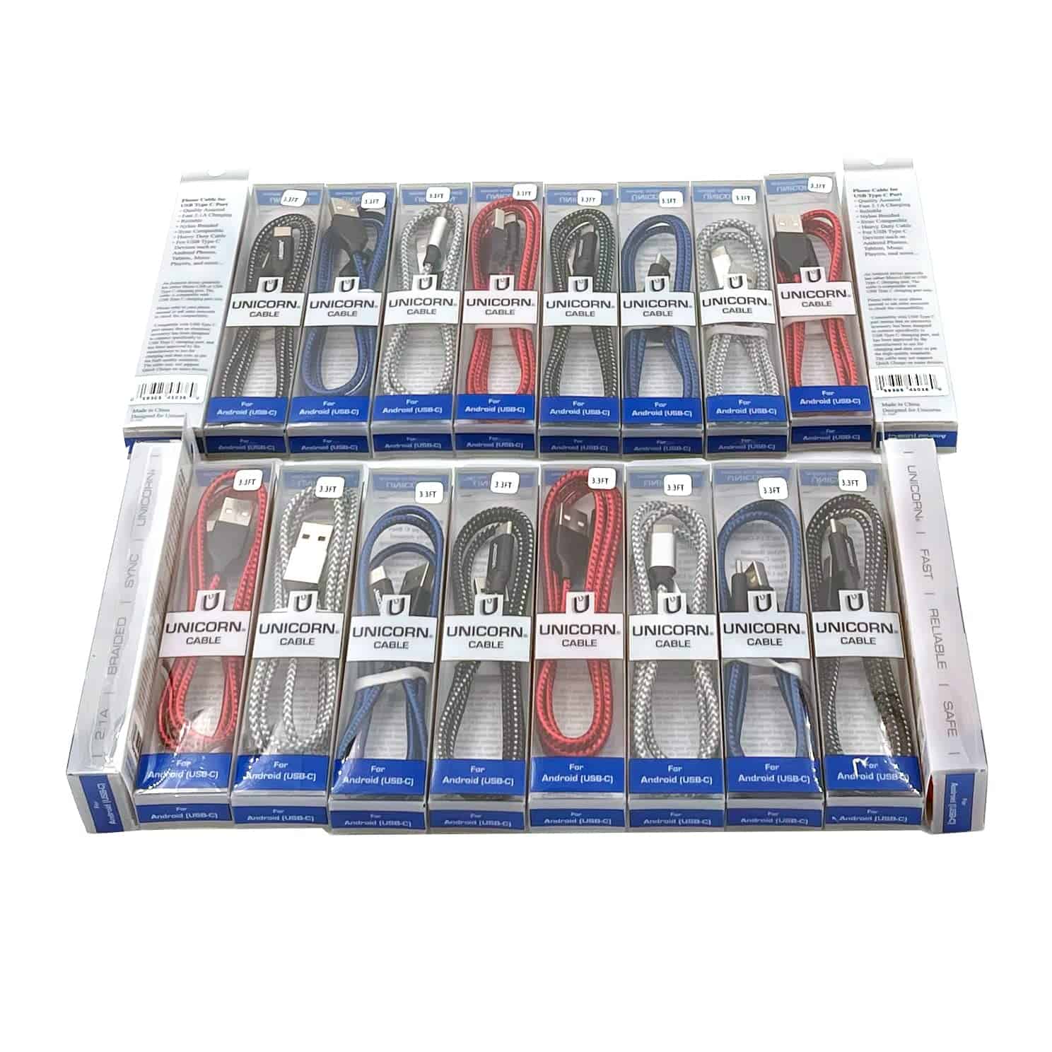 (50 Paquetes) Cables USB Tipo C (USB-C) de Nylon Trenzado