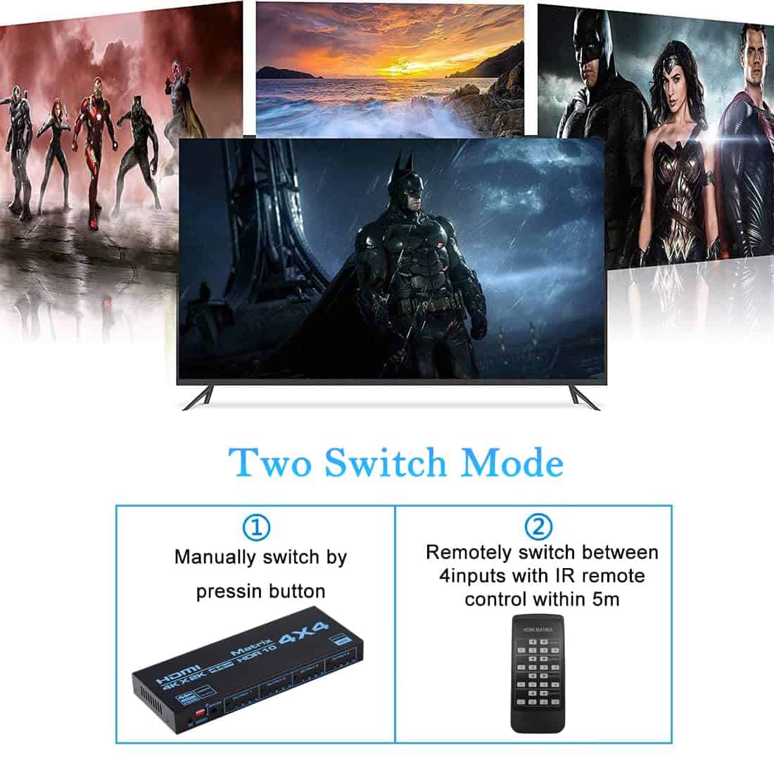 Enbuer HDMI Matrix Switch 4x4, 4K HDMI Matrix Switcher - Image 7