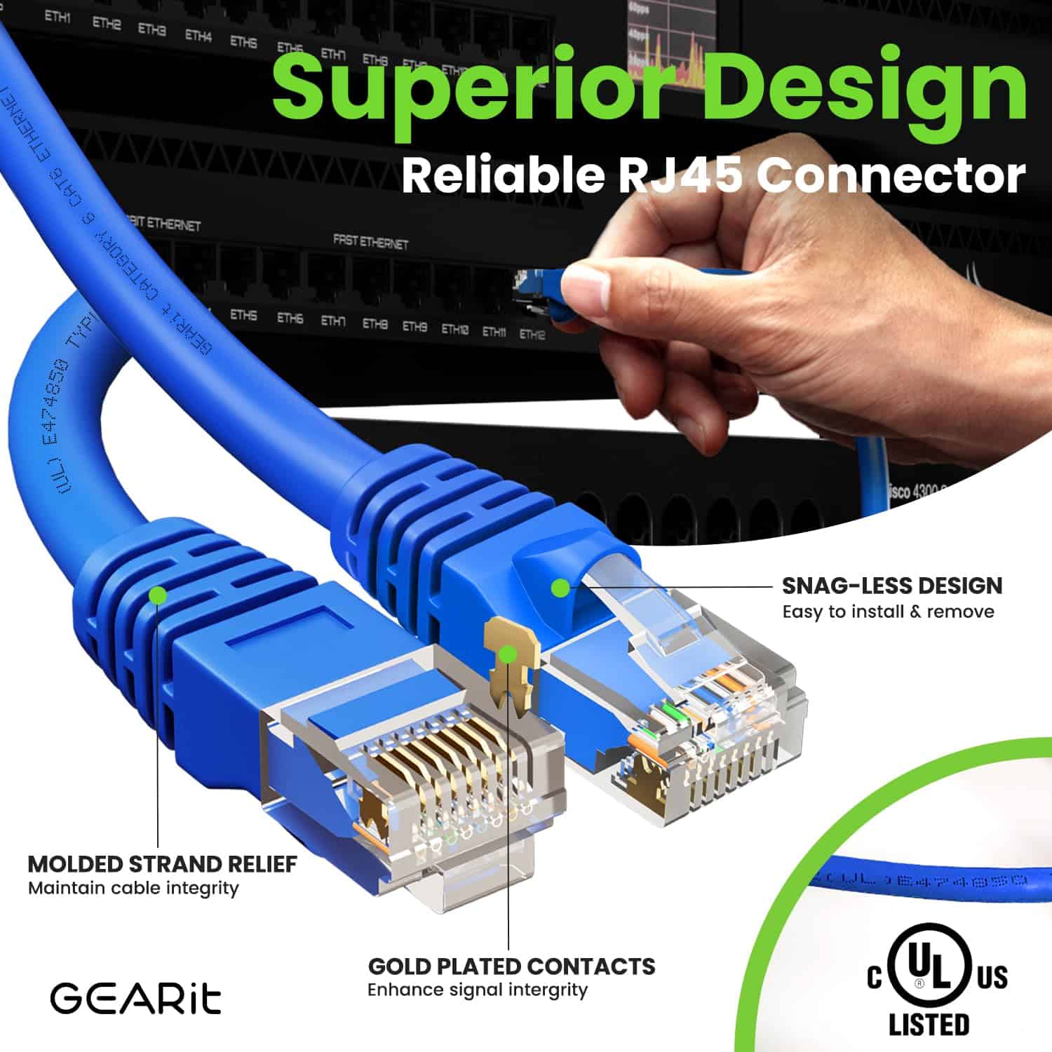 Cable Ethernet GEARit Cat 6 (1-Pack 100 Pies) Cable de Red - Image 5