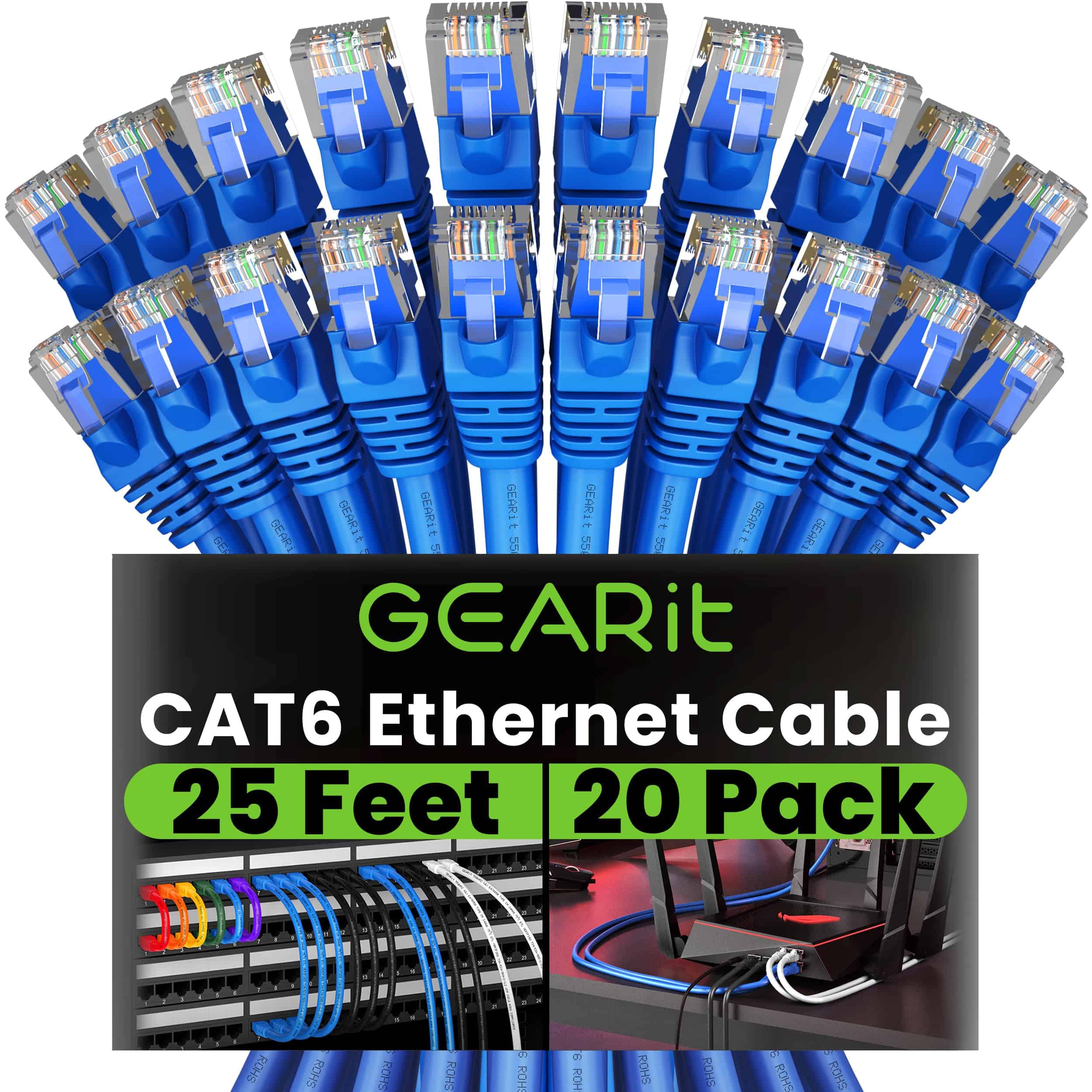 Cable de Ethernet Cat 6 GEARit (Paquete de 20, 25 pies)