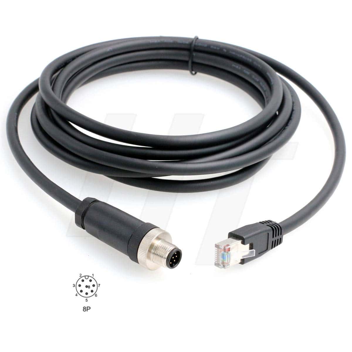 Cable Ethernet M12 de 8 Polos A RJ45 Cat5e para Sensor de