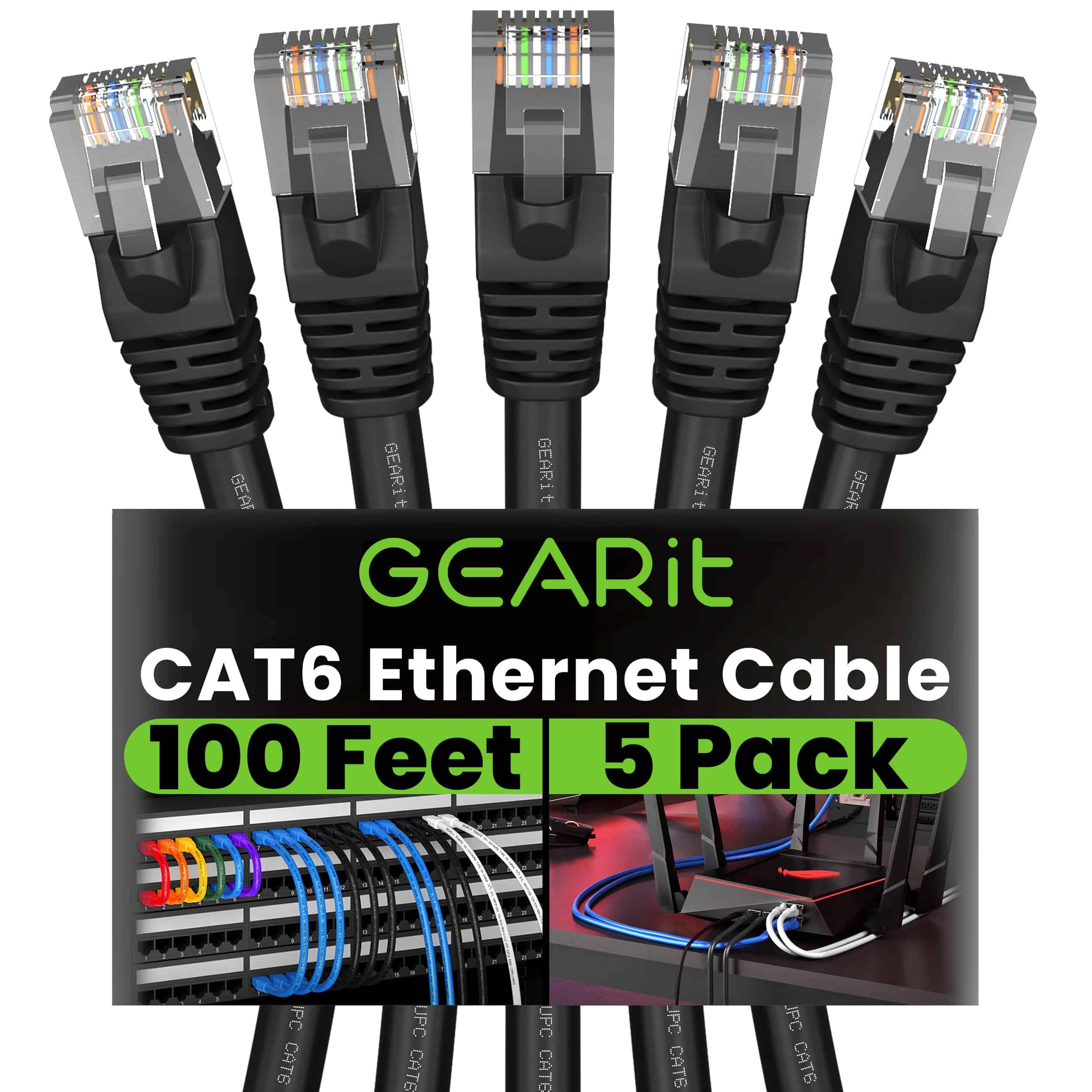 Cable Ethernet Cat 6 de GEARit (Paquete de 5 100 Pies)