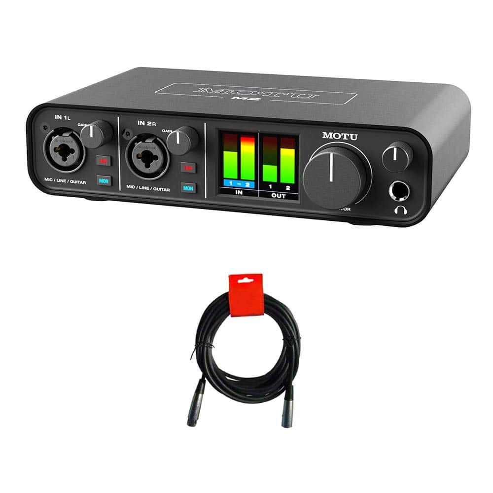 Interfaz de Audio USB-C Motu M2 2x2 con Cable XLR-XLR Bundle