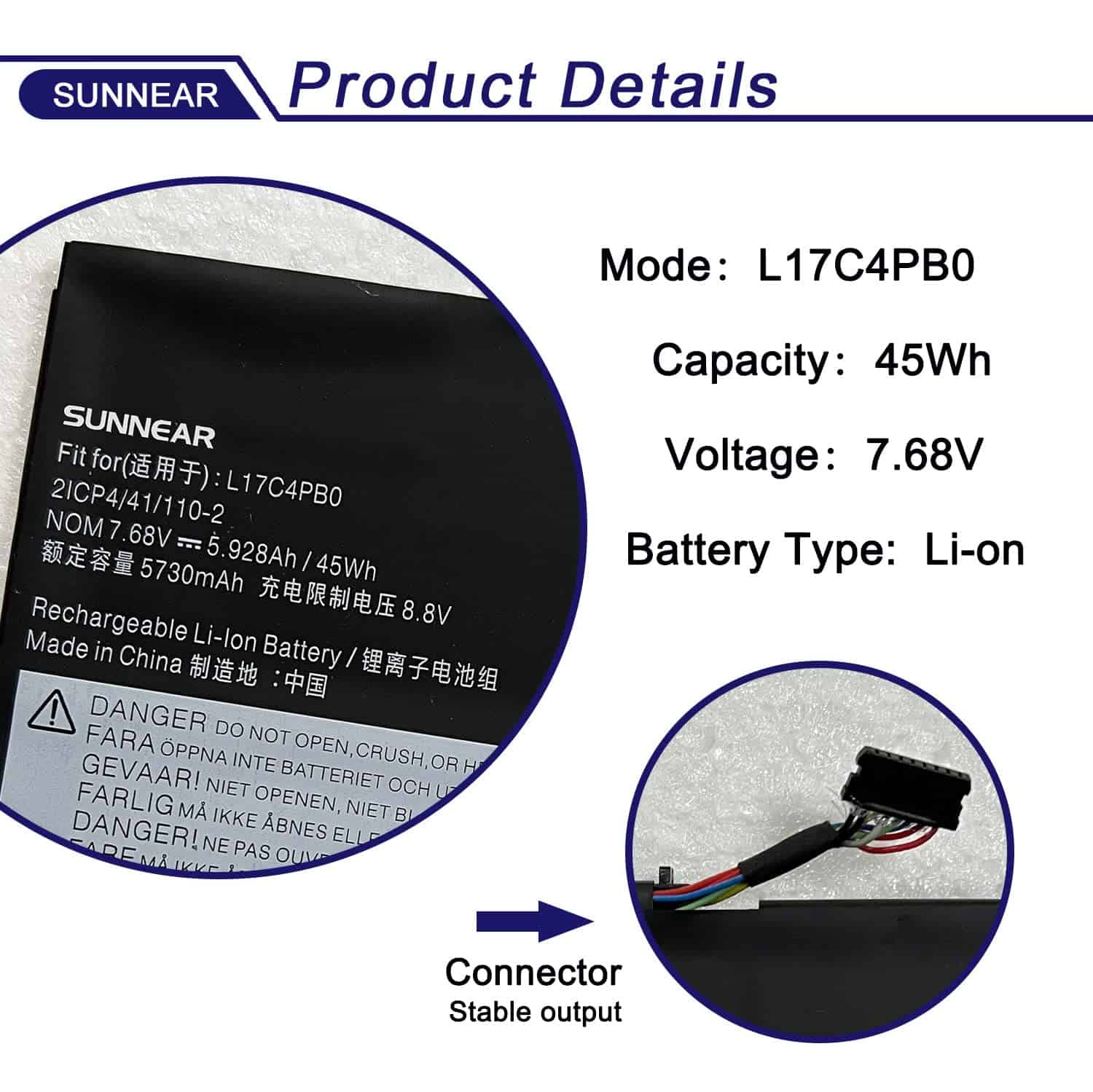 Batería SUNNEAR L17C4PB0 para Lenovo Flex 6-14IKB 6-14ARR - Image 3