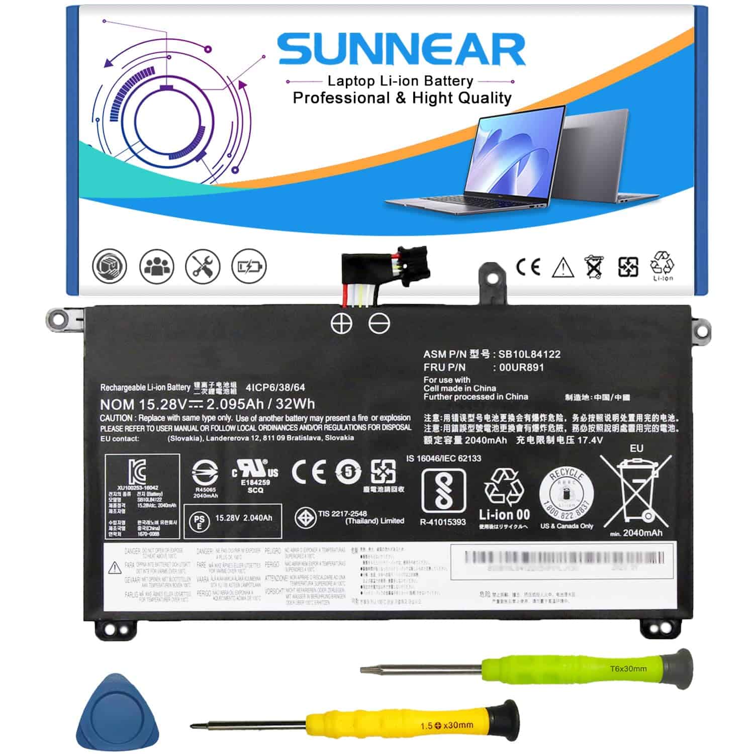 Batería de repuesto SUNNEAR 00UR891 SB10L84122 01AV493 para