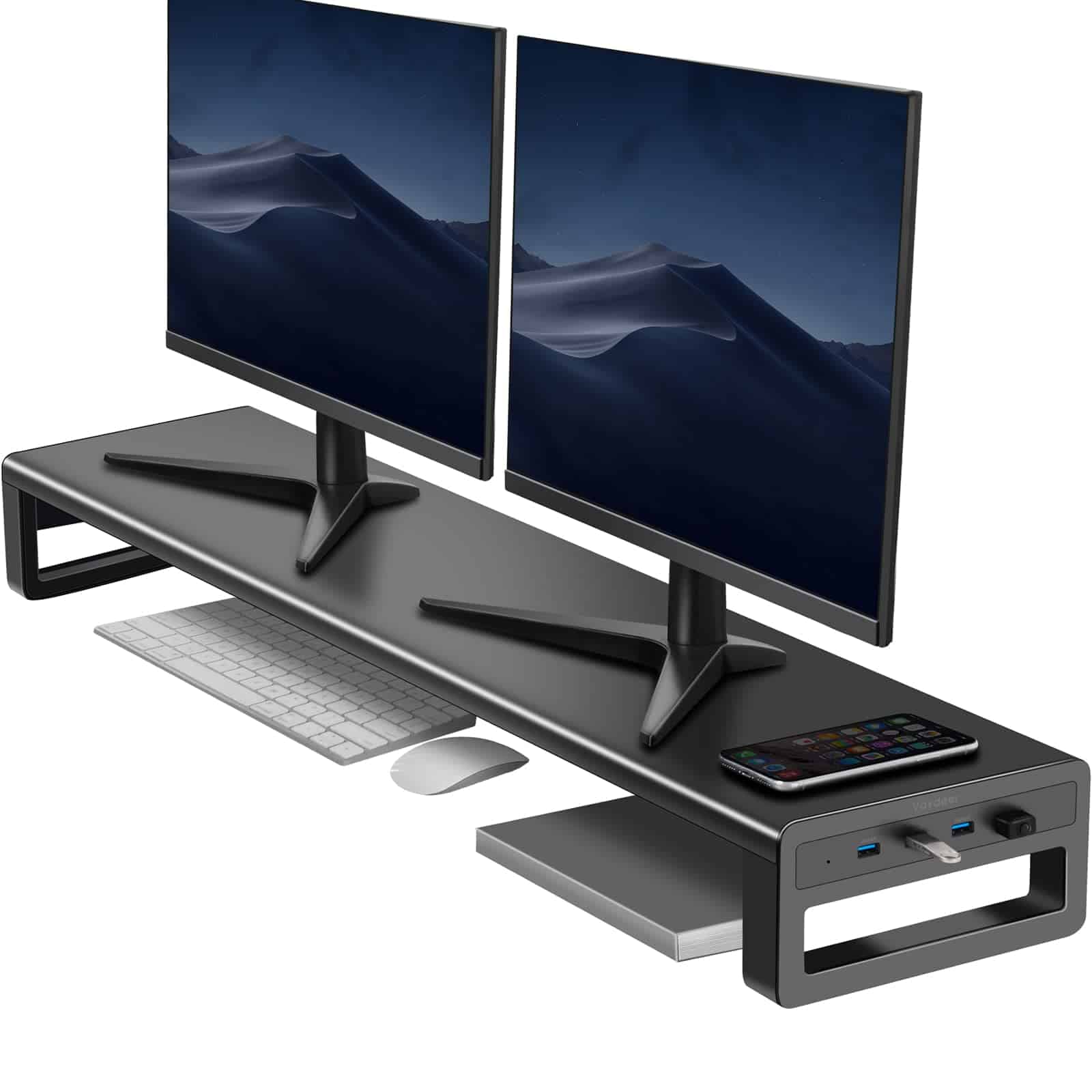 Soporte de Monitor Dual Vaydeer con Puertos de Concentrador