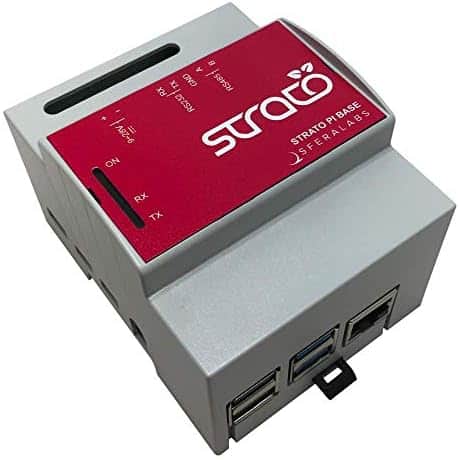 Estuche de riel DIN Strato PI4B de 2 GB RS-232/RS-485 -Rojo