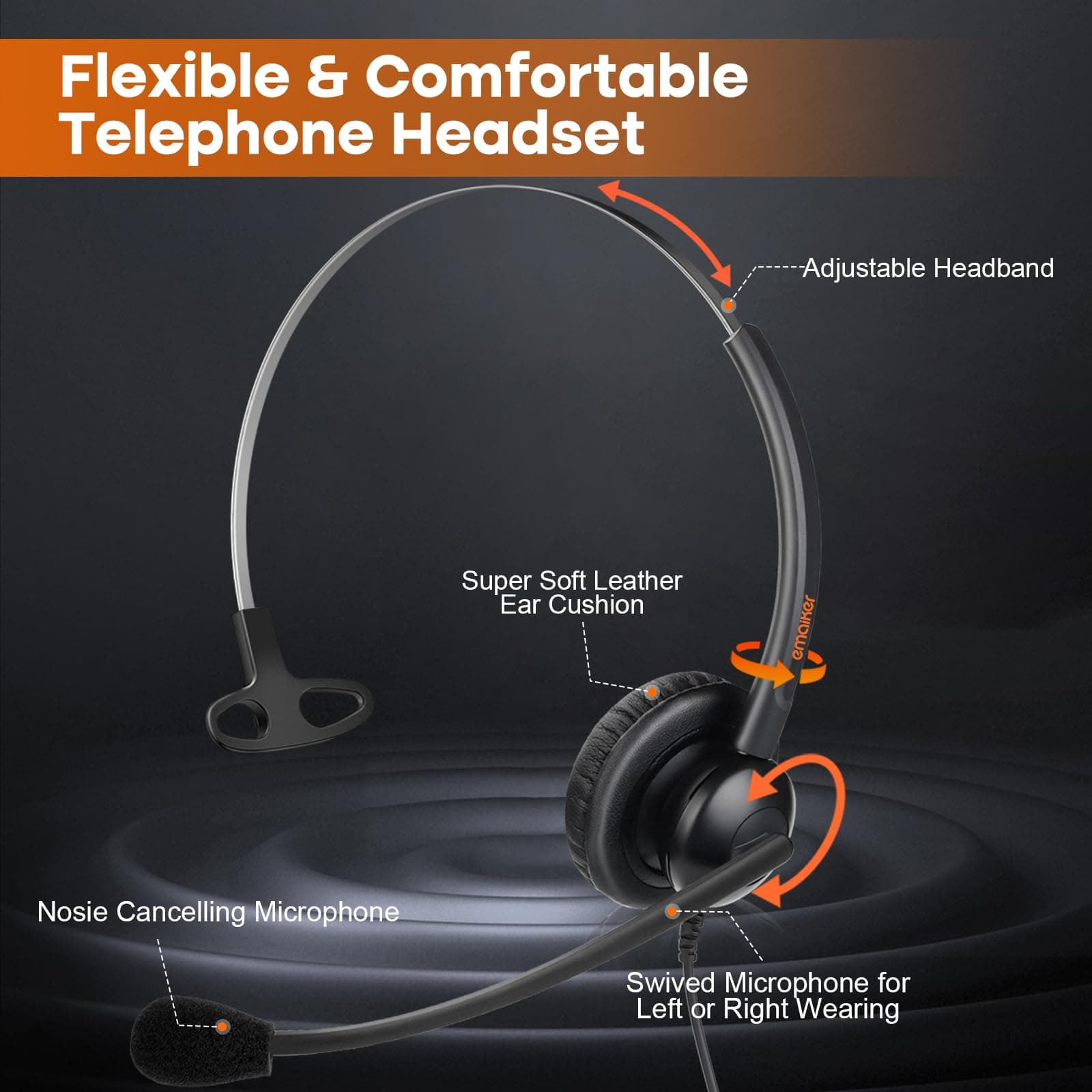EMAIKER Auricular telefónico con cable para centro de - Image 3