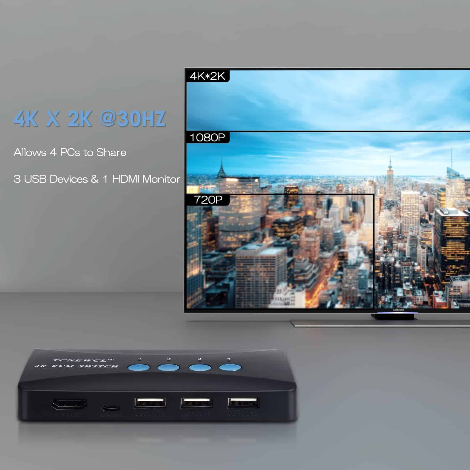 Switch KVM TCNEWCL de 4 Puertos, Switcher KVM HDMI - Image 6