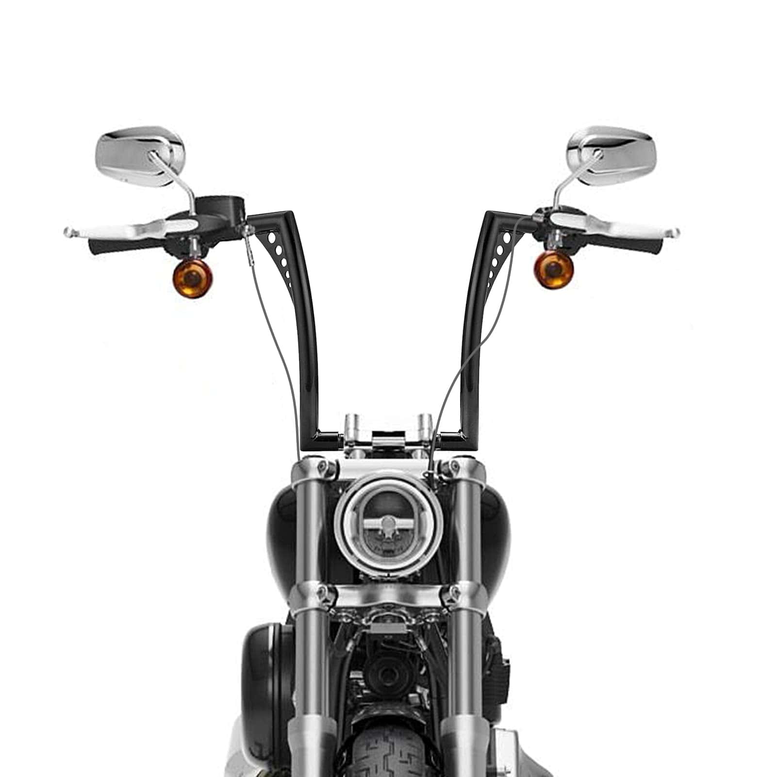 WSays Gloss Black 14" Rise Ape Hangers Handlebar 1-1/4" - Image 3