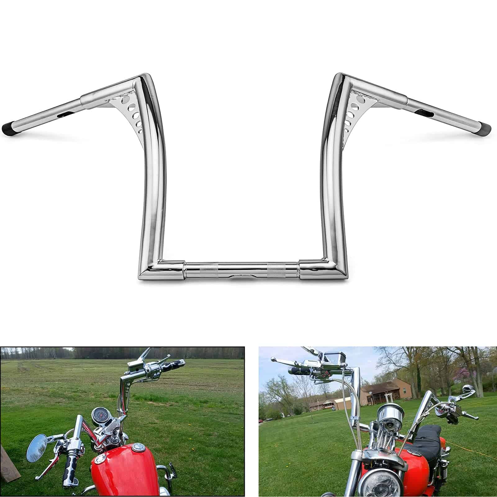 Manillares de Mono Cromado de 10" de Altura para Harley