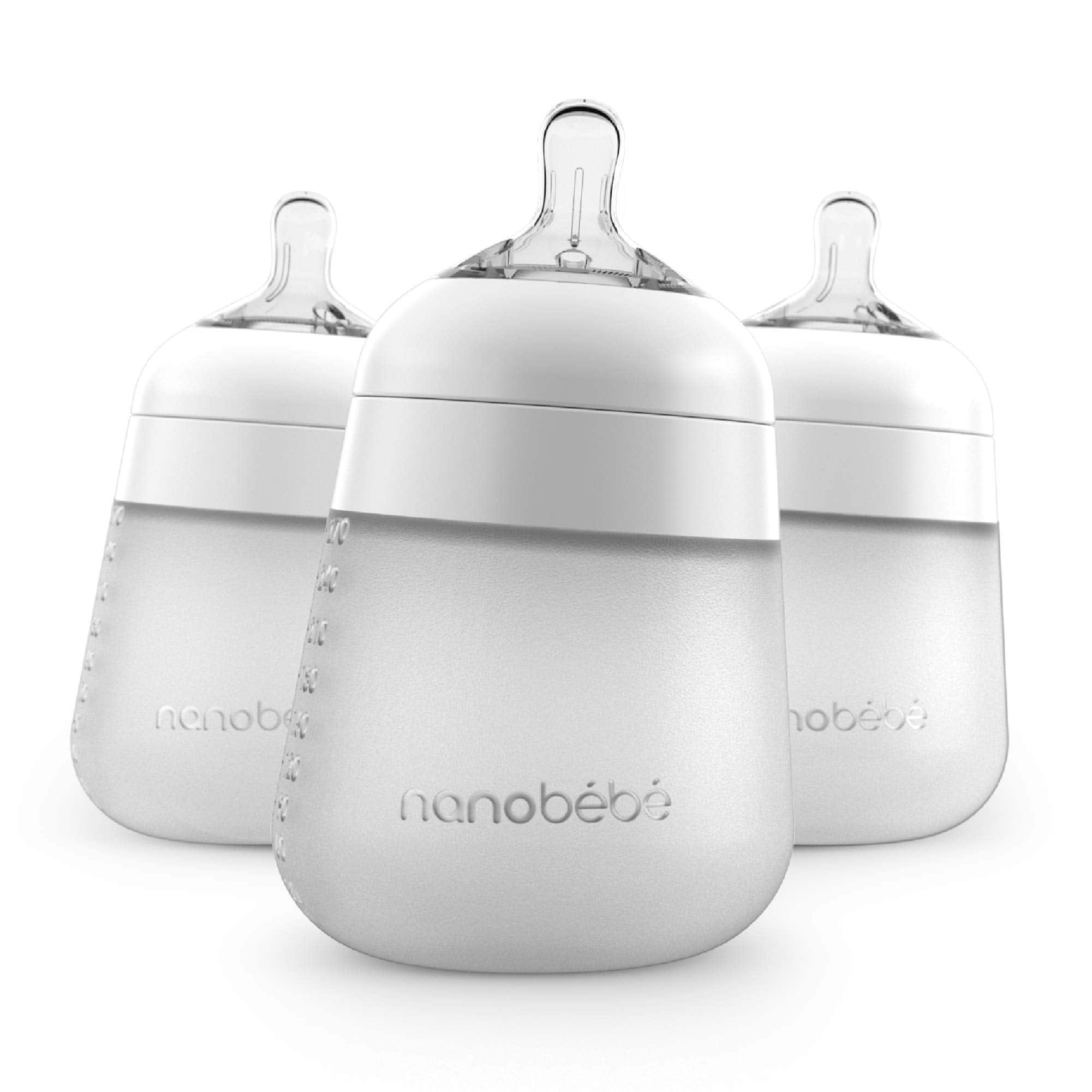 Biberón de silicona Nanobébé Flexy, -Blanco