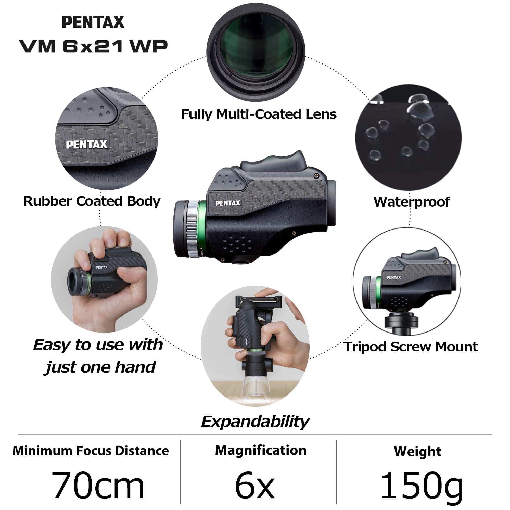 PENTAX Monocular VM 6×21 WP Fácil de usar con una sola mano - Imagen 6