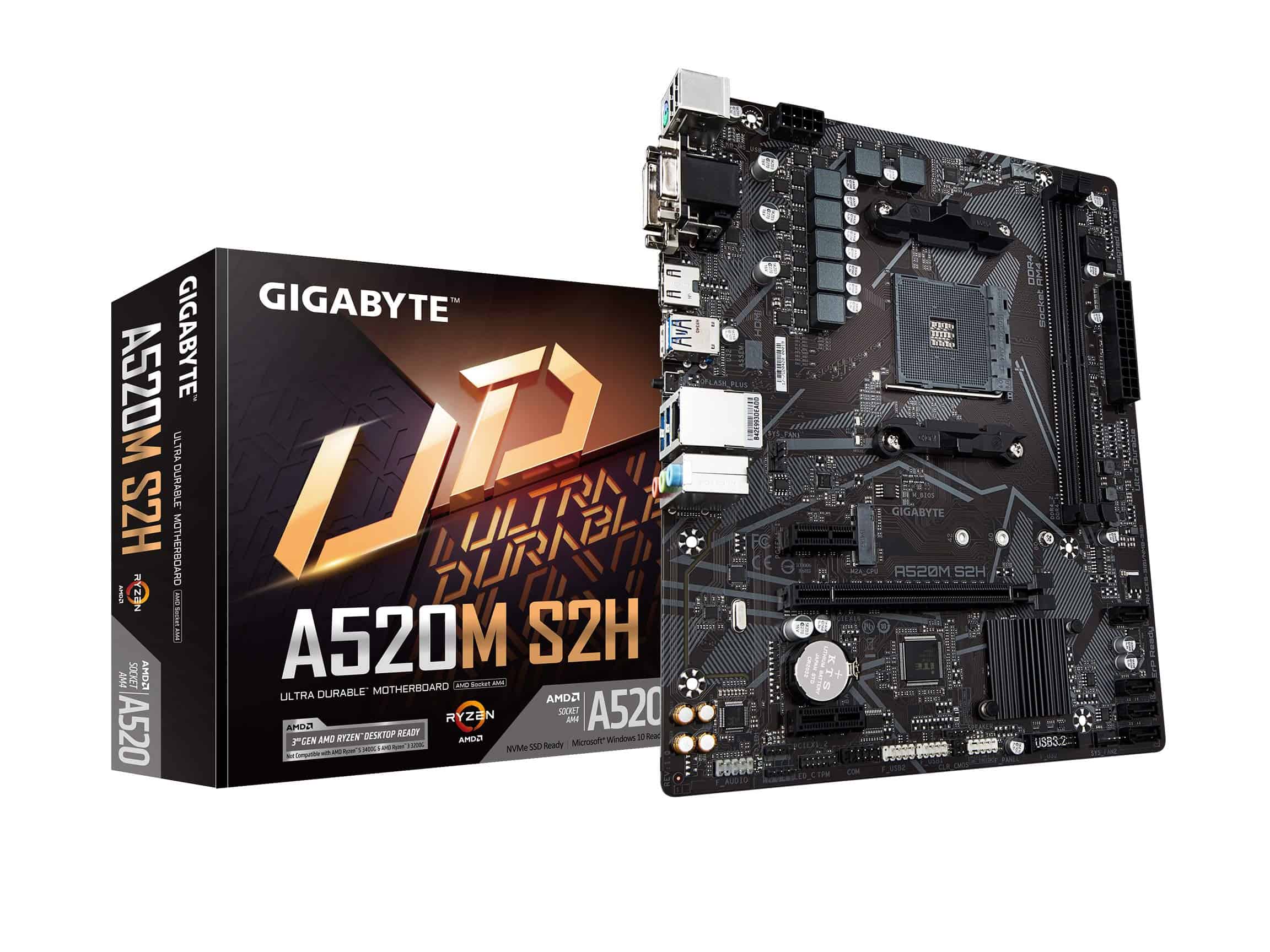 Gigabyte A520M S2H (AMD Ryzen AM4/MicroATX/4+3 Phases