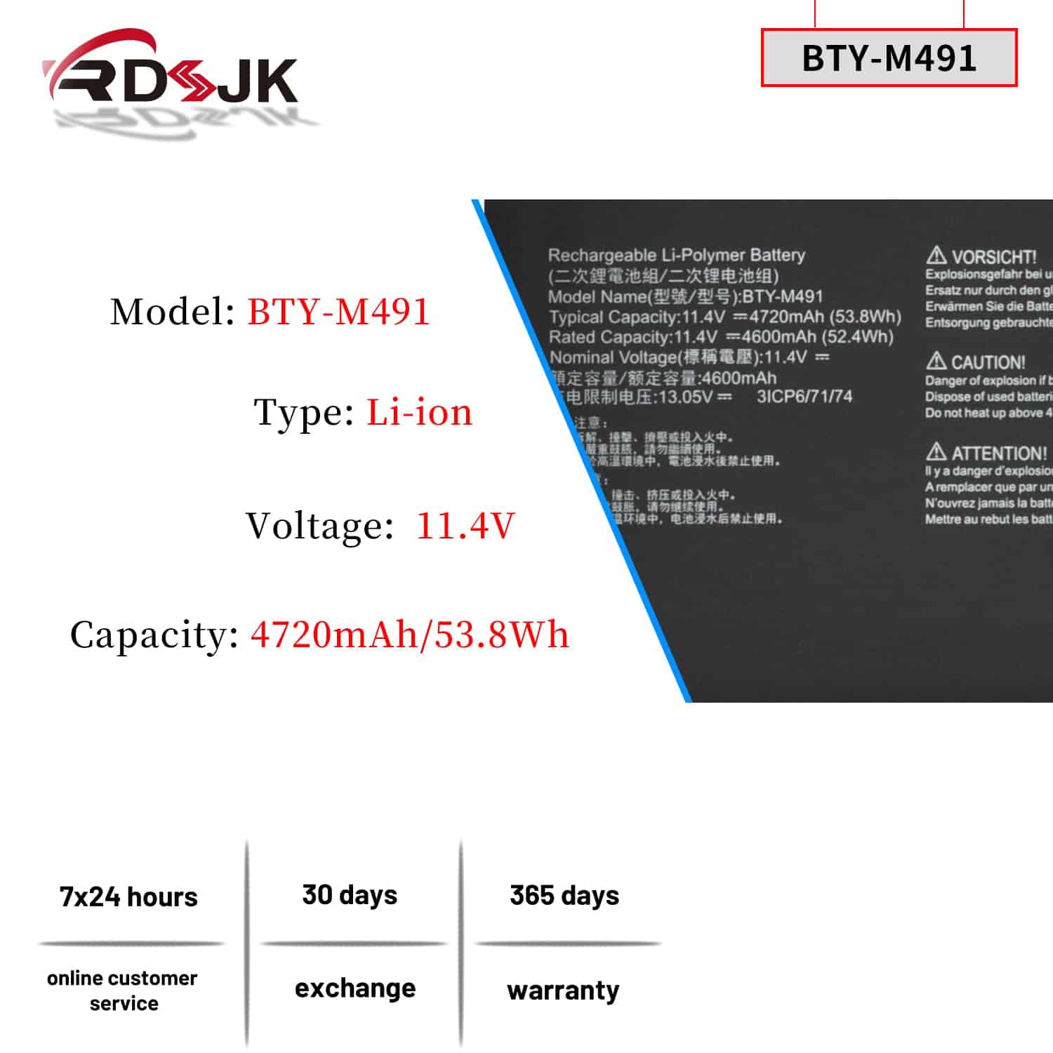 BTY-M491 Batería para Laptop MSI Modern 15 A10 A10M - Image 4
